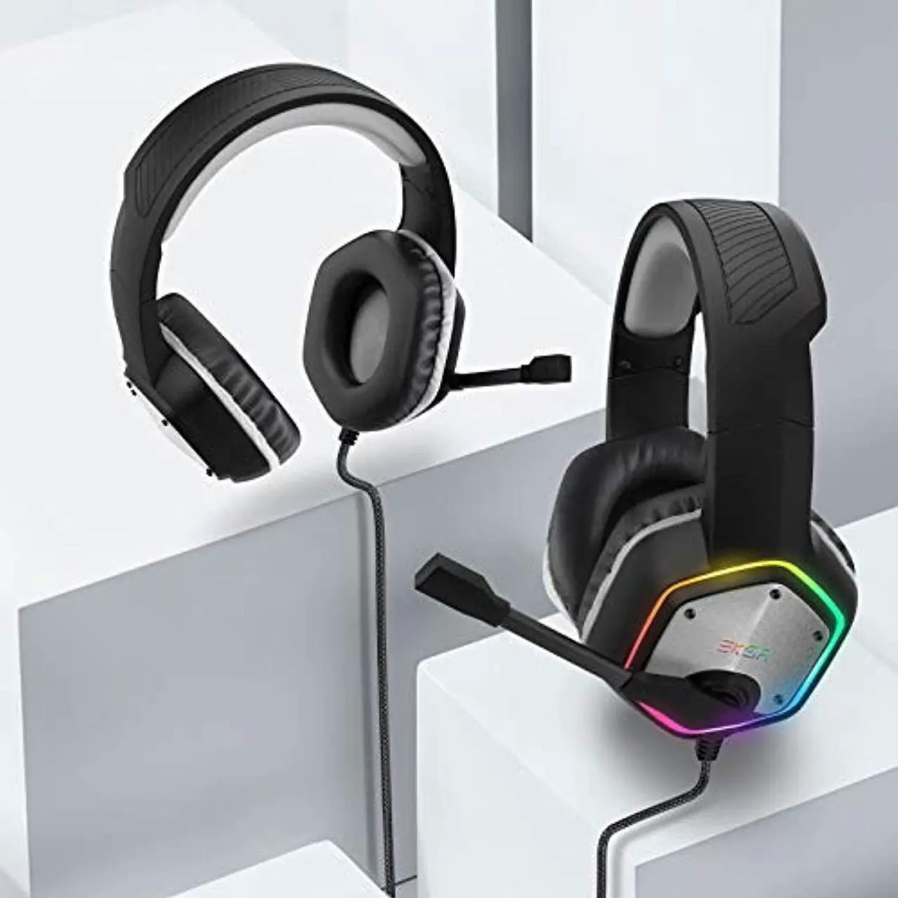 Alt view image 4 of 10 - EKSA USB Gaming Headset for PC - Computer Headphones with 7.1 Surround Sound Stereo Noise Canceling Mic/Microphone RGB Light - Gaming Headphones for PS4/PS5 Console Laptop (EKSA-E1000-parent-3)