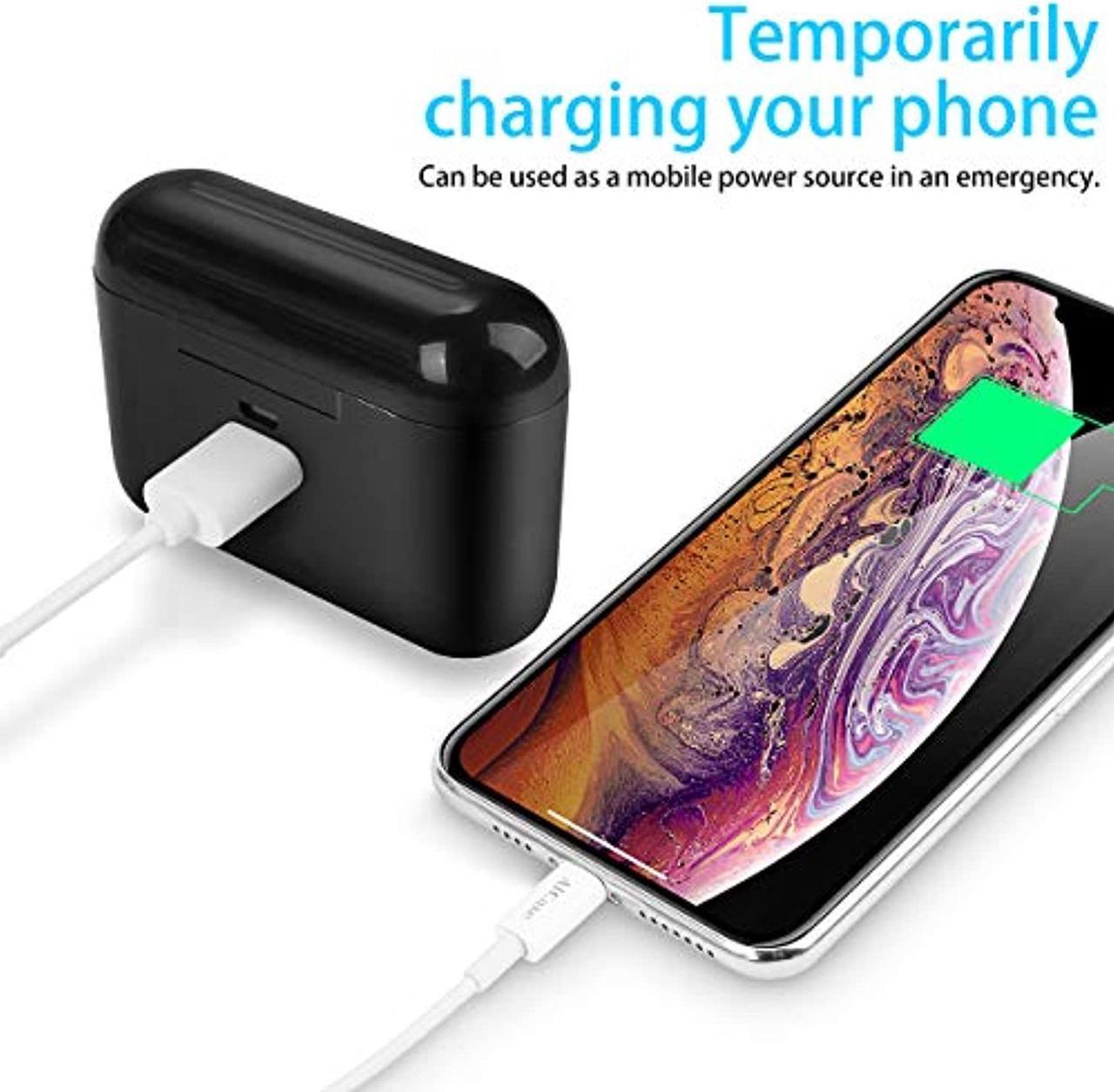 Alt view image 3 of 5 - AICase TWS Wireless Headphones,Bluetooth 5.0 Wireless Earbuds Built-in Mic Mini Sweatproof Sport Headsets in-Ear Headset with Wireless Charging Case for Android and iOS Smartphones (HQB-U) (HQB-U)