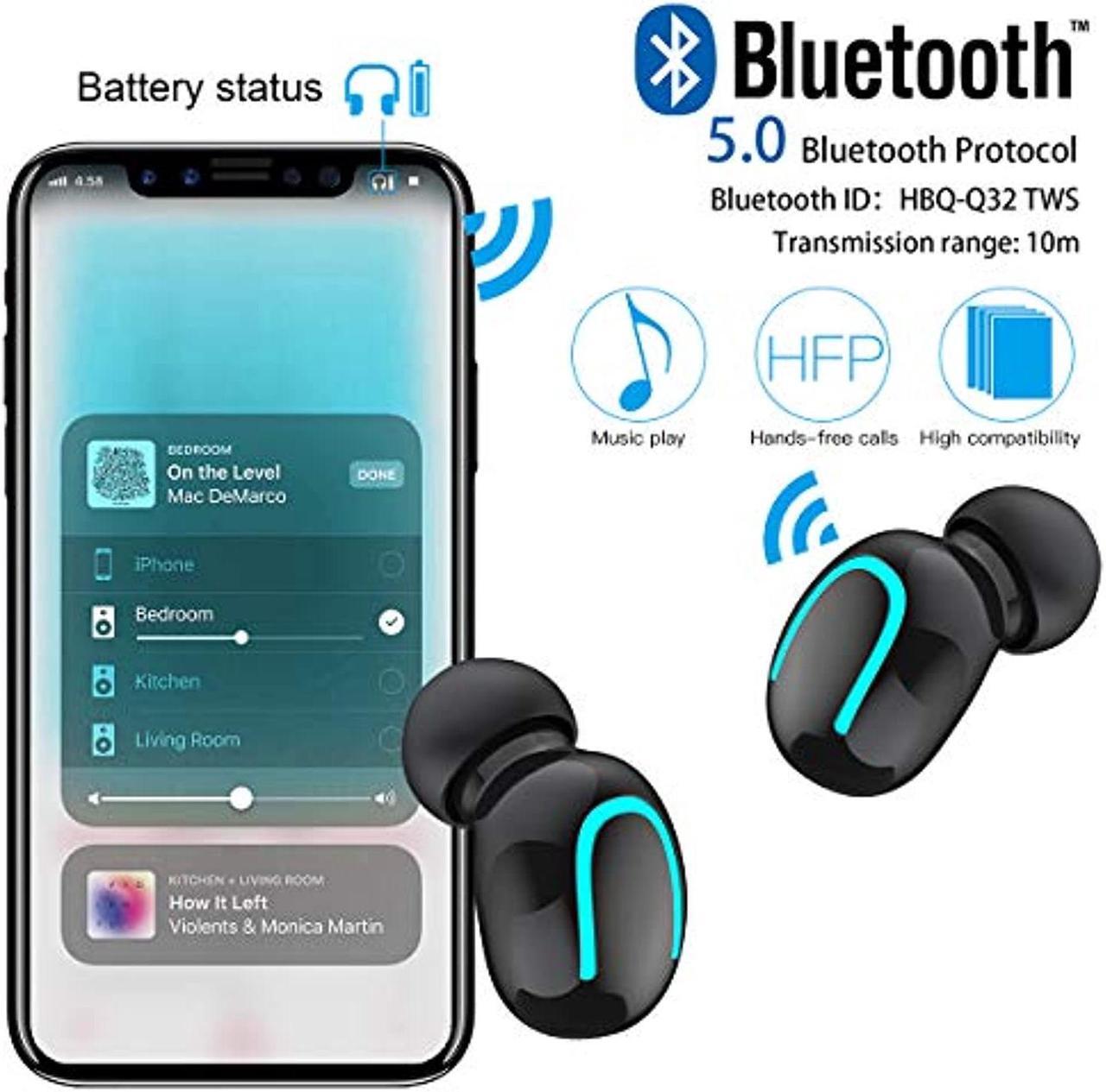 Alt view image 2 of 5 - AICase TWS Wireless Headphones,Bluetooth 5.0 Wireless Earbuds Built-in Mic Mini Sweatproof Sport Headsets in-Ear Headset with Wireless Charging Case for Android and iOS Smartphones (HQB-U) (HQB-U)