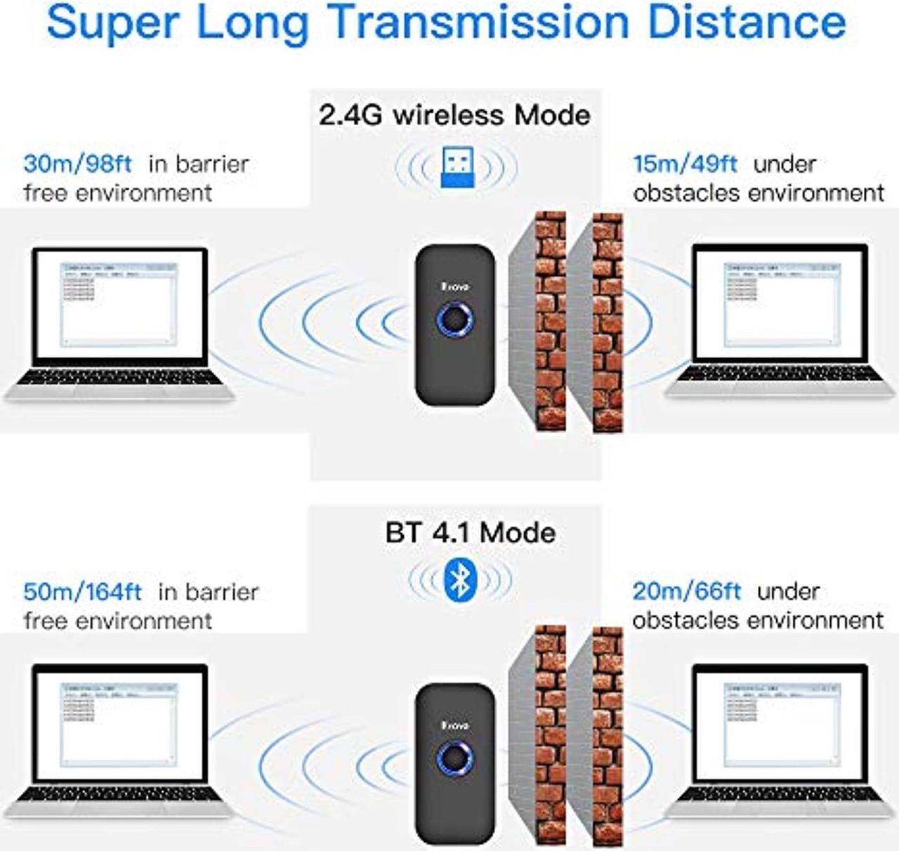Alt view image 4 of 5 - Eyoyo Mini 1D Bluetooth Barcode Scanner, 3-in-1 Bluetooth  and  USB Wired  and  2.4G Wireless Barcode Reader Portable Bar Code Scanning Work with Windows, Android, iOS, Tablets or Computers (EY-009L)