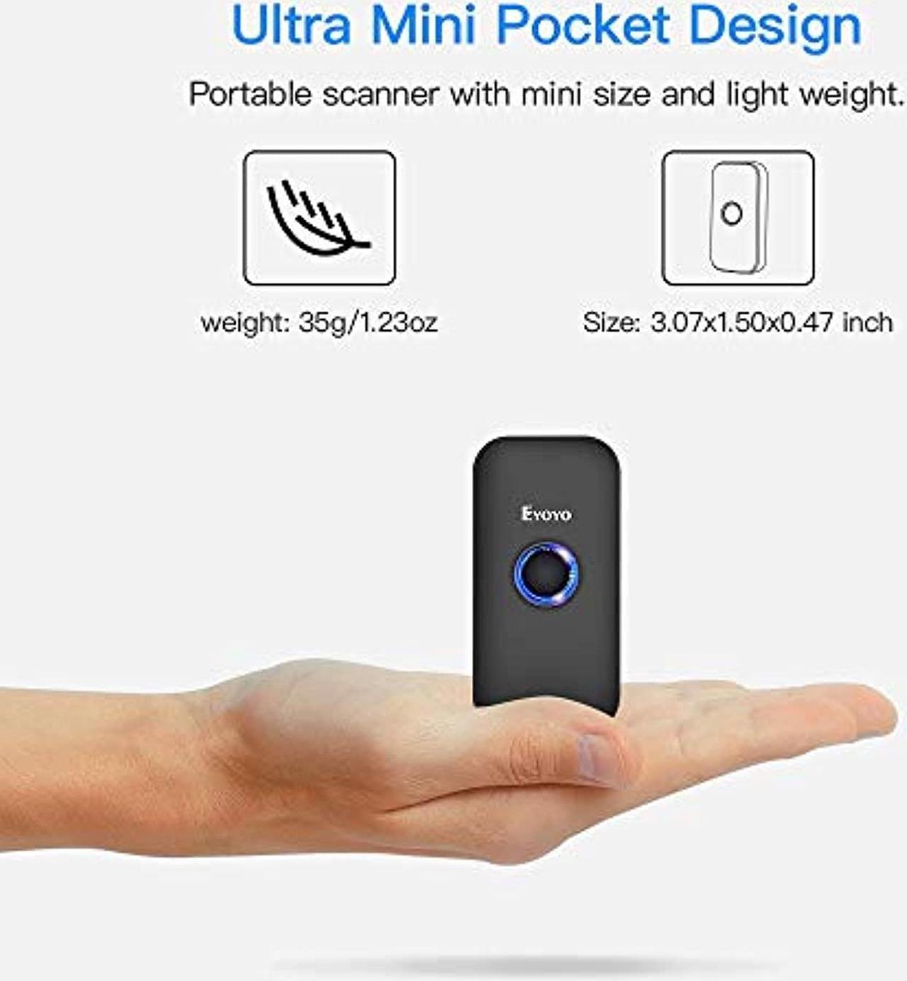Alt view image 5 of 5 - Eyoyo Mini 1D Bluetooth Barcode Scanner, 3-in-1 Bluetooth  and  USB Wired  and  2.4G Wireless Barcode Reader Portable Bar Code Scanning Work with Windows, Android, iOS, Tablets or Computers (EY-009L)
