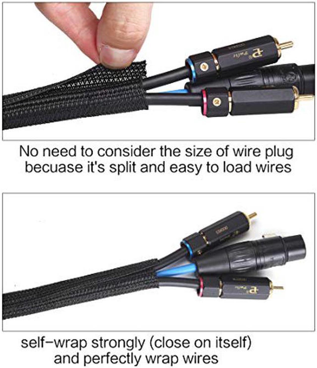 Alt view image 3 of 4 - Alex Tech 25ft - 1.25 inch Cord Protector Wire Loom Tubing Cable Sleeve Split Sleeving for USB Cable Power Cord Audio Video Cable - Protect Cat from Chewing Cords - Black