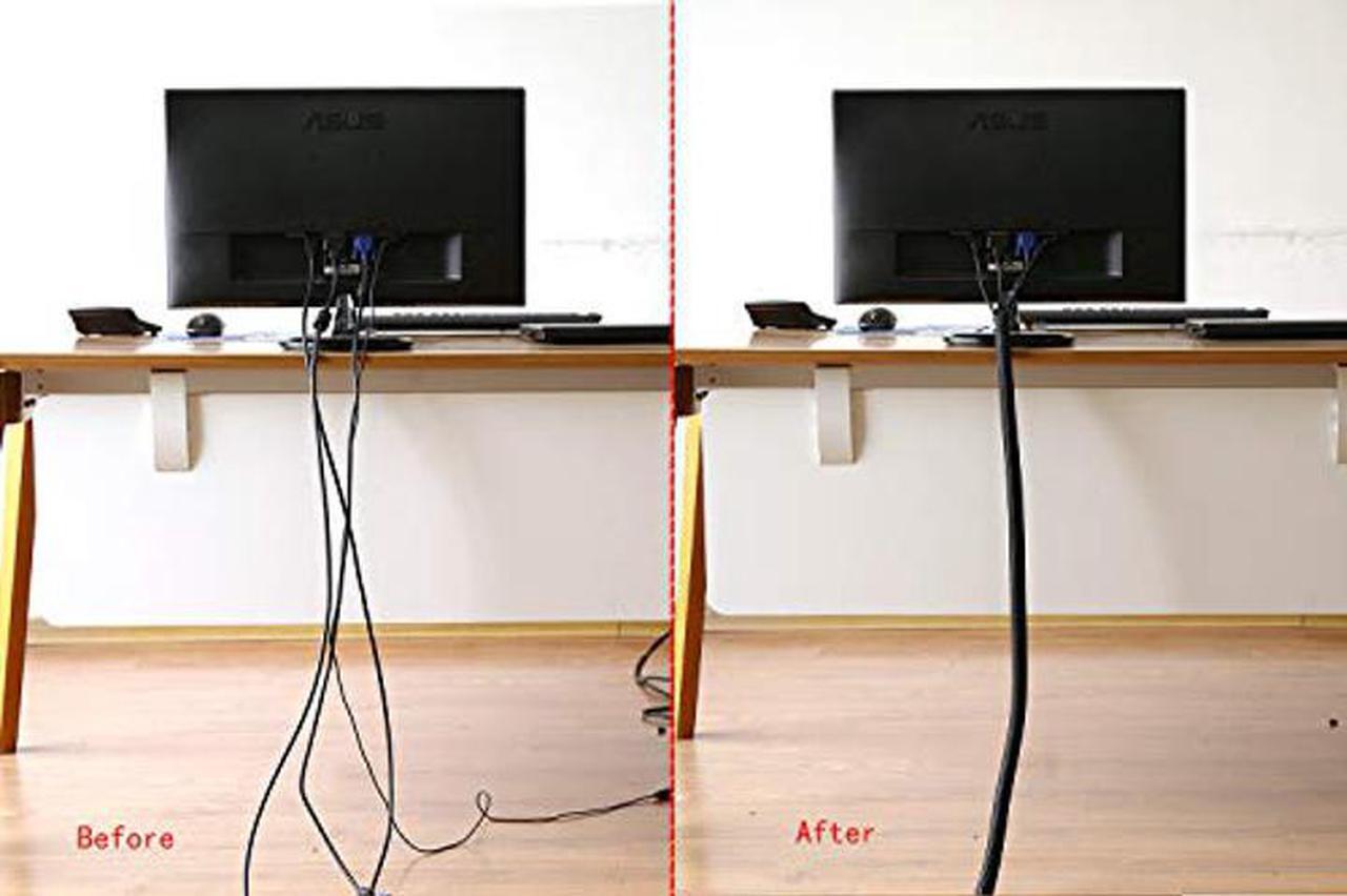 Alt view image 2 of 4 - Alex Tech 25ft - 1.25 inch Cord Protector Wire Loom Tubing Cable Sleeve Split Sleeving for USB Cable Power Cord Audio Video Cable - Protect Cat from Chewing Cords - Black