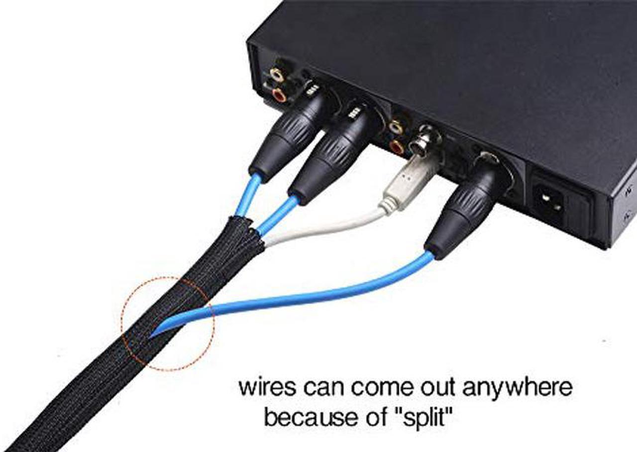 Alt view image 4 of 4 - Alex Tech 25ft - 1.25 inch Cord Protector Wire Loom Tubing Cable Sleeve Split Sleeving for USB Cable Power Cord Audio Video Cable - Protect Cat from Chewing Cords - Black