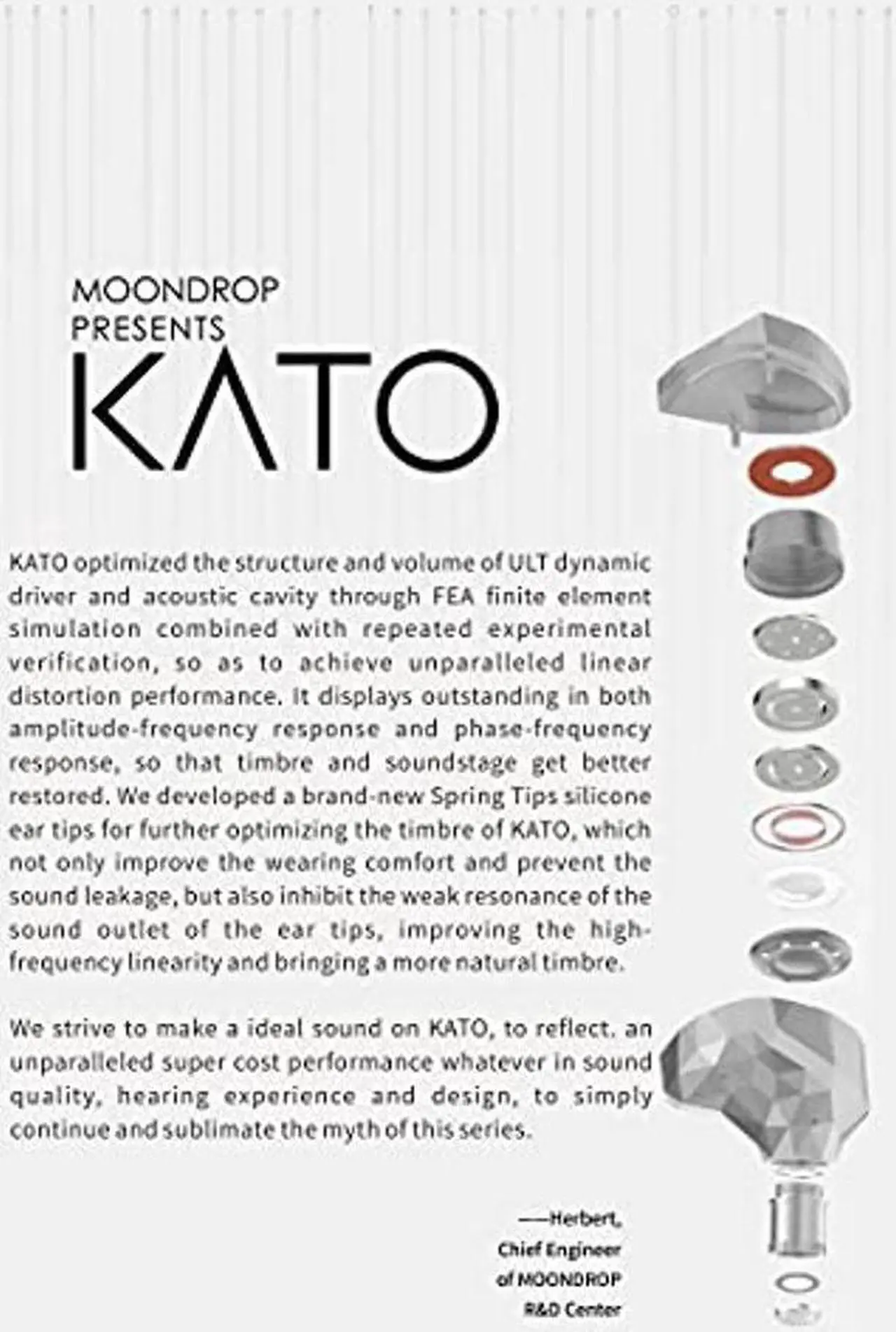 Alt view image 2 of 5 - Moondrop KATO Earphone DLC Composite Diaphragm Advanced Ultra Linear Technology Dynamic in-Ear Earplug Mirror Silver