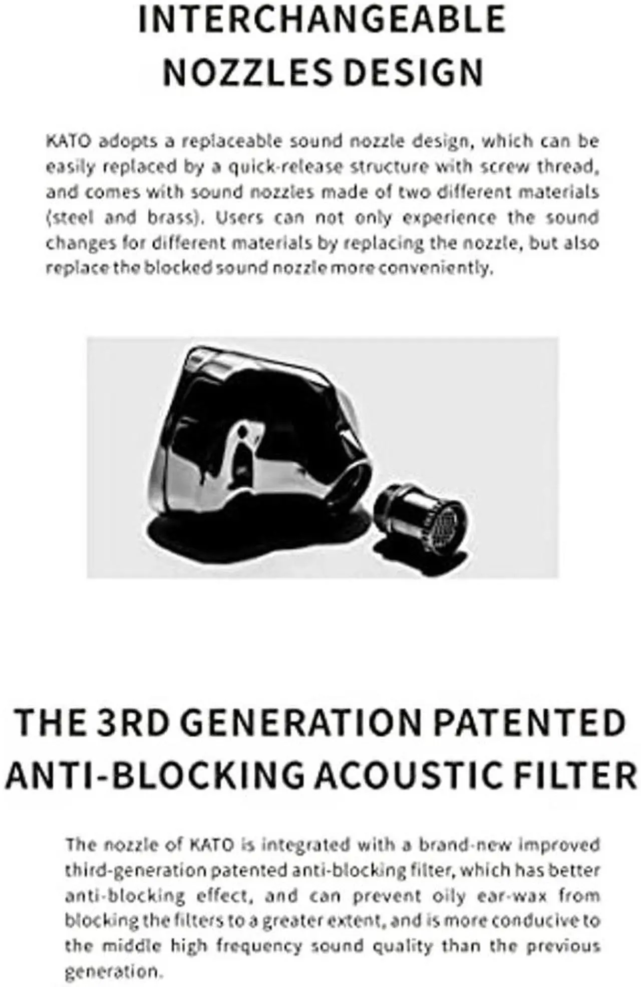 Alt view image 3 of 5 - Moondrop KATO Earphone DLC Composite Diaphragm Advanced Ultra Linear Technology Dynamic in-Ear Earplug Mirror Silver