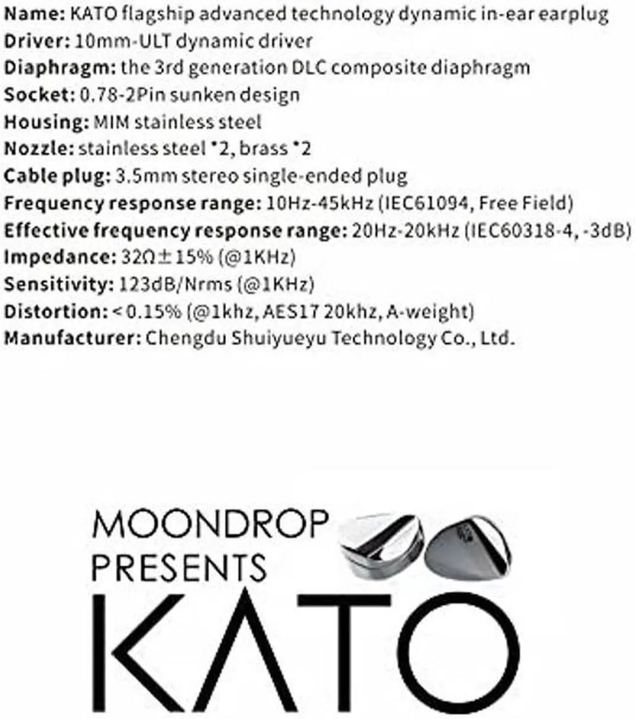 Alt view image 5 of 5 - Moondrop KATO Earphone DLC Composite Diaphragm Advanced Ultra Linear Technology Dynamic in-Ear Earplug Mirror Silver