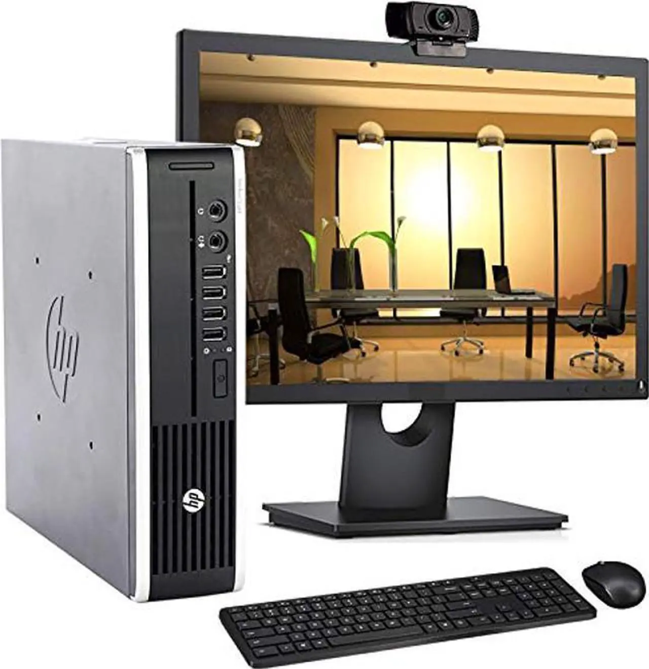 Main image of HP 8300 USFF Computer Desktop PC, Intel Core i7 3.4GHz Processor, 8GB Ram, 320GB Hard Drive, WiFi | Bluetooth, 1080p Webcam, Wireless Keyboard & Mouse, 24 Inch Monitor, Windows 10 (Renewed)