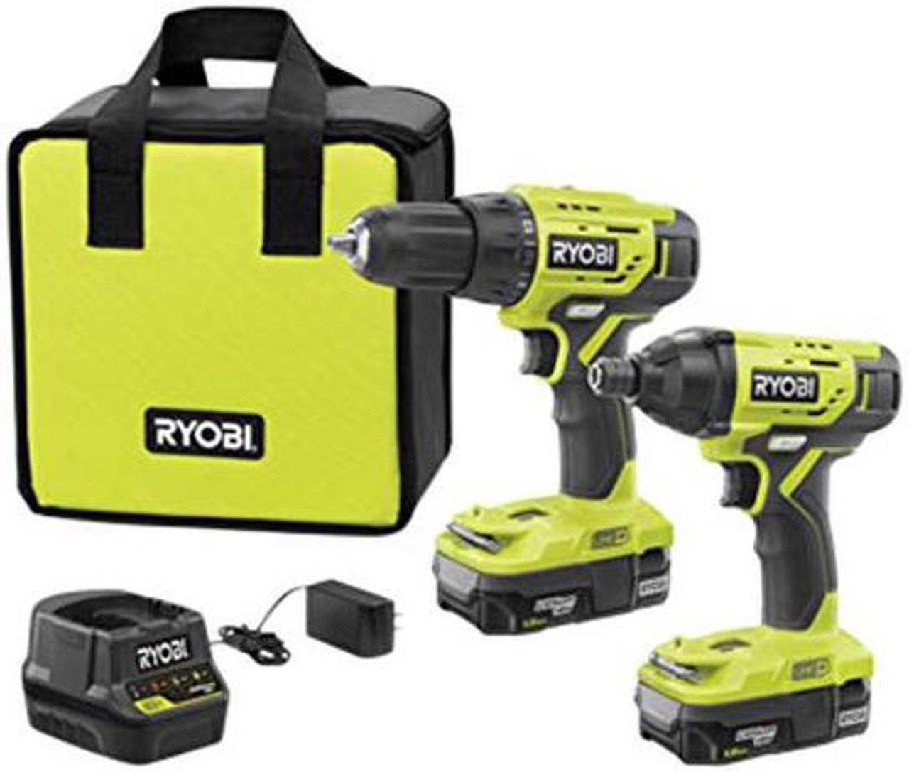 Main image of Ryobi P1817 18V ONE+ Lithium-Ion Cordless 2-Tool Combo Kit with (2) 1.5 Ah Batteries, 18-Volt Charger, and Bag