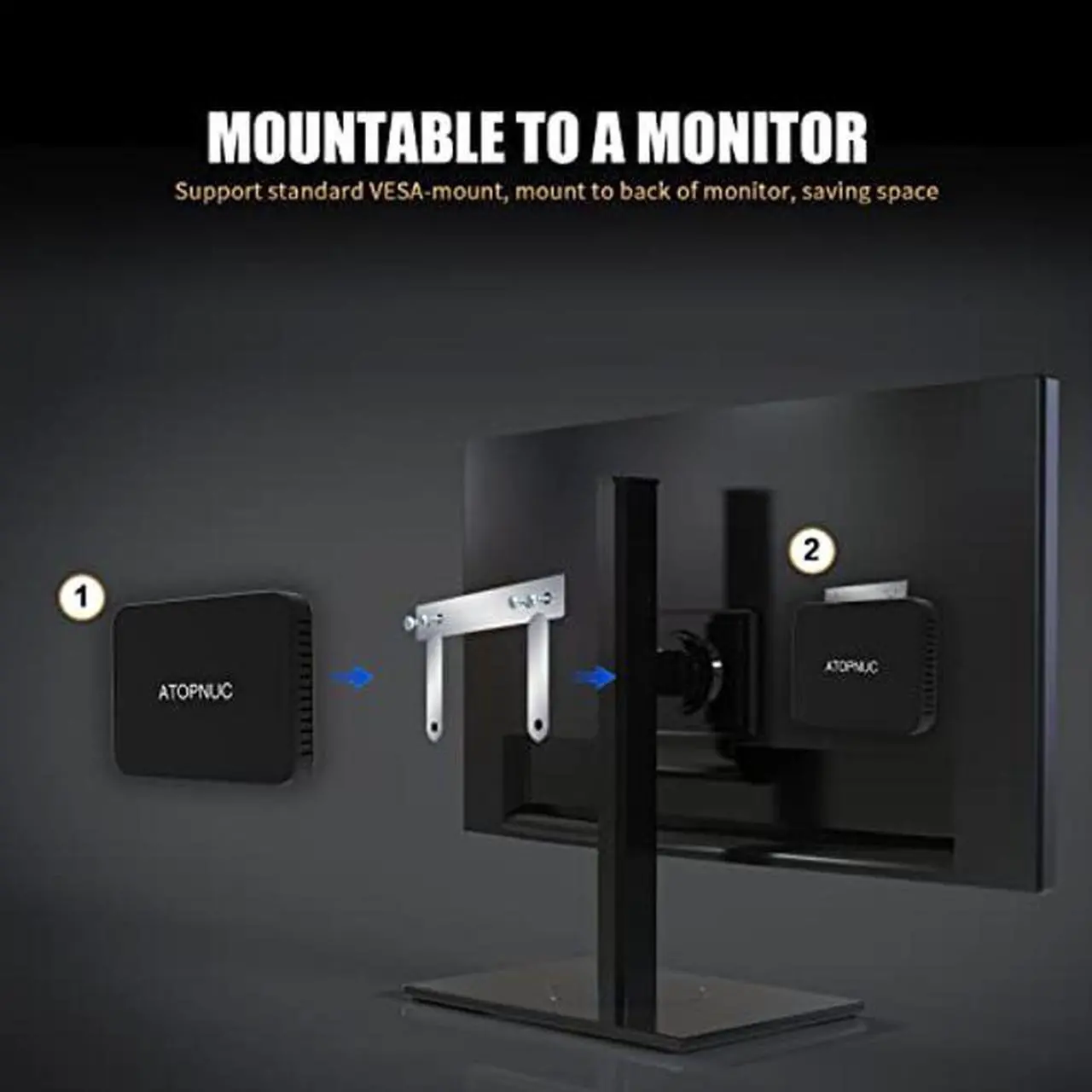 Alt view image 5 of 5 - Mini PC Windows 10 Pro, Intel Celeron N4020,Mini Desktop Computer 4GB DDR4 128GB eMMC, Micro Computer 4K Suppport, 2.4/5G WiFi Bluetooth 5.0, Gigabit Ethernet, for Business, Home