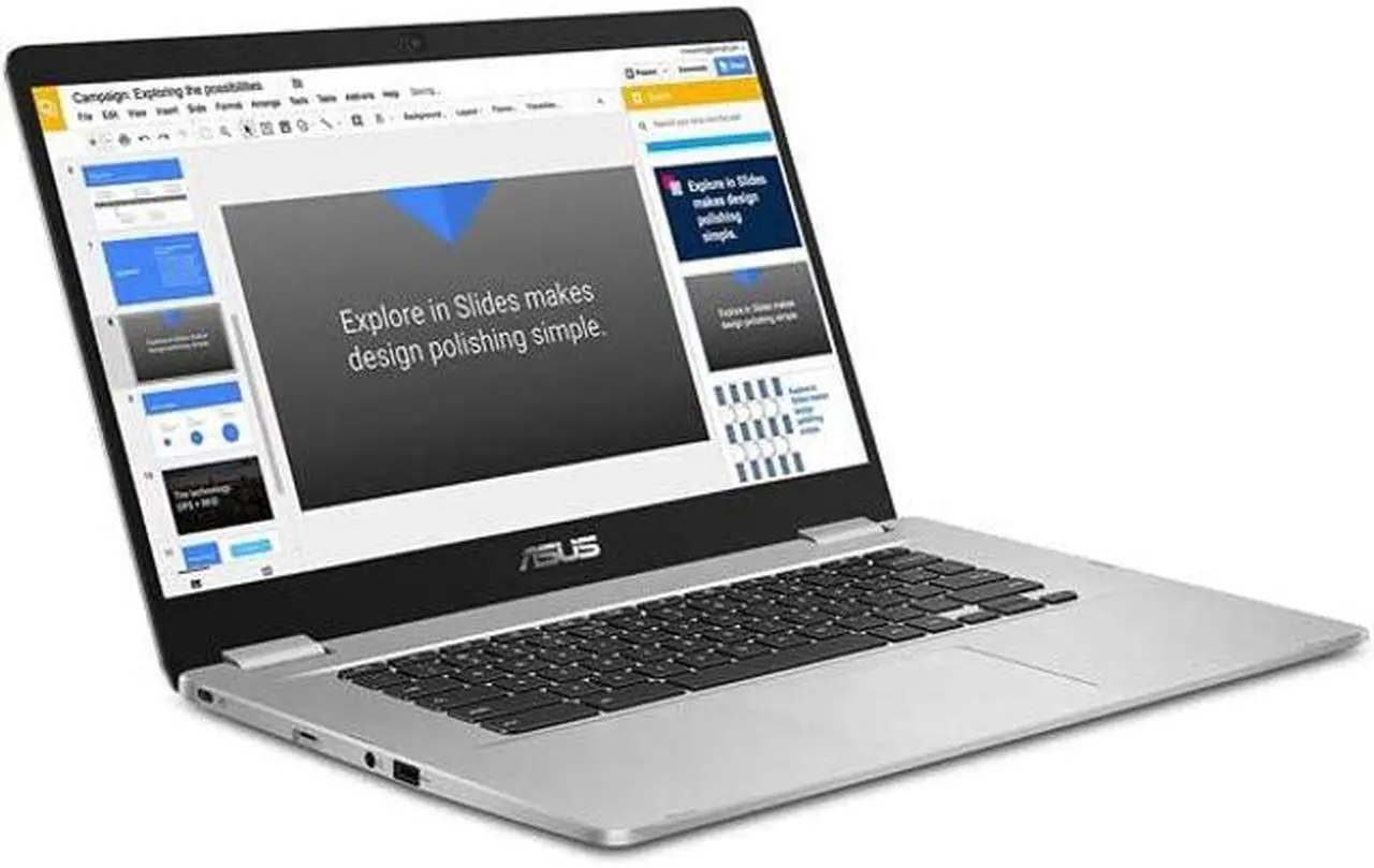 Alt view image 2 of 5 - ASUS Chromebook Laptop- 15.6" HD Anti-Glare NanoEdge-Display, Intel Dual Core Celeron N3350-Processor, 4GB-RAM, 64GB eMMC, 180 Degree-Hinge, Chrome OS- C523NA-BCLN6 Silver