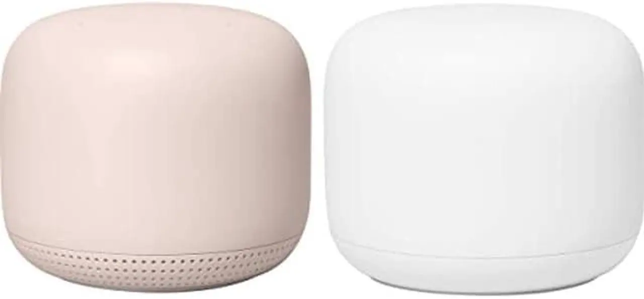 Main image of Nest WiFi Router Snow Plus 1 Access Point Sand GA01425-US (Mesh Router for Wireless Internet, Wi-Fi Extender with Smart Speaker) Works with Nest WiFi and Google WiFi Home Wi-Fi Systems