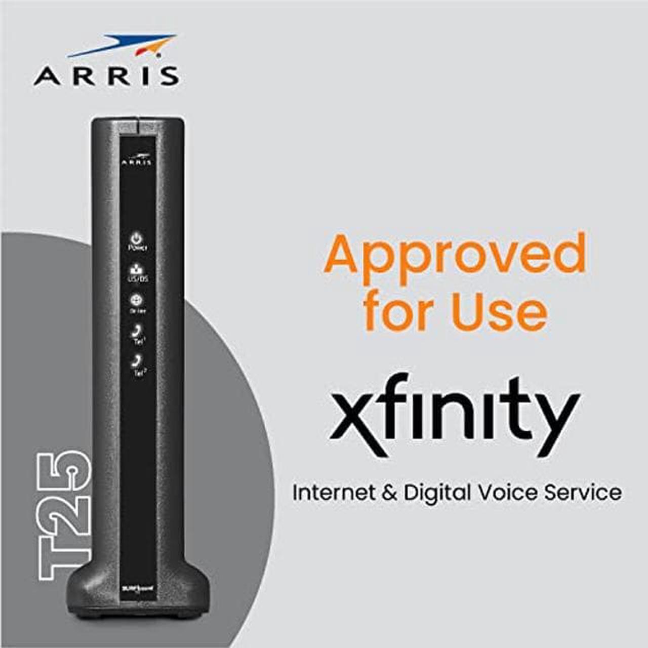 Alt view image 3 of 5 - ARRIS SURFboard T25 DOCSIS 3.1 Gigabit Cable Modem | Comcast Xfinity Internet & Voice | Two 1 Gbps Ports | 2 Telephony Ports | 800 Mbps Max with Xfinity Internet Plans | 2 Year Warranty