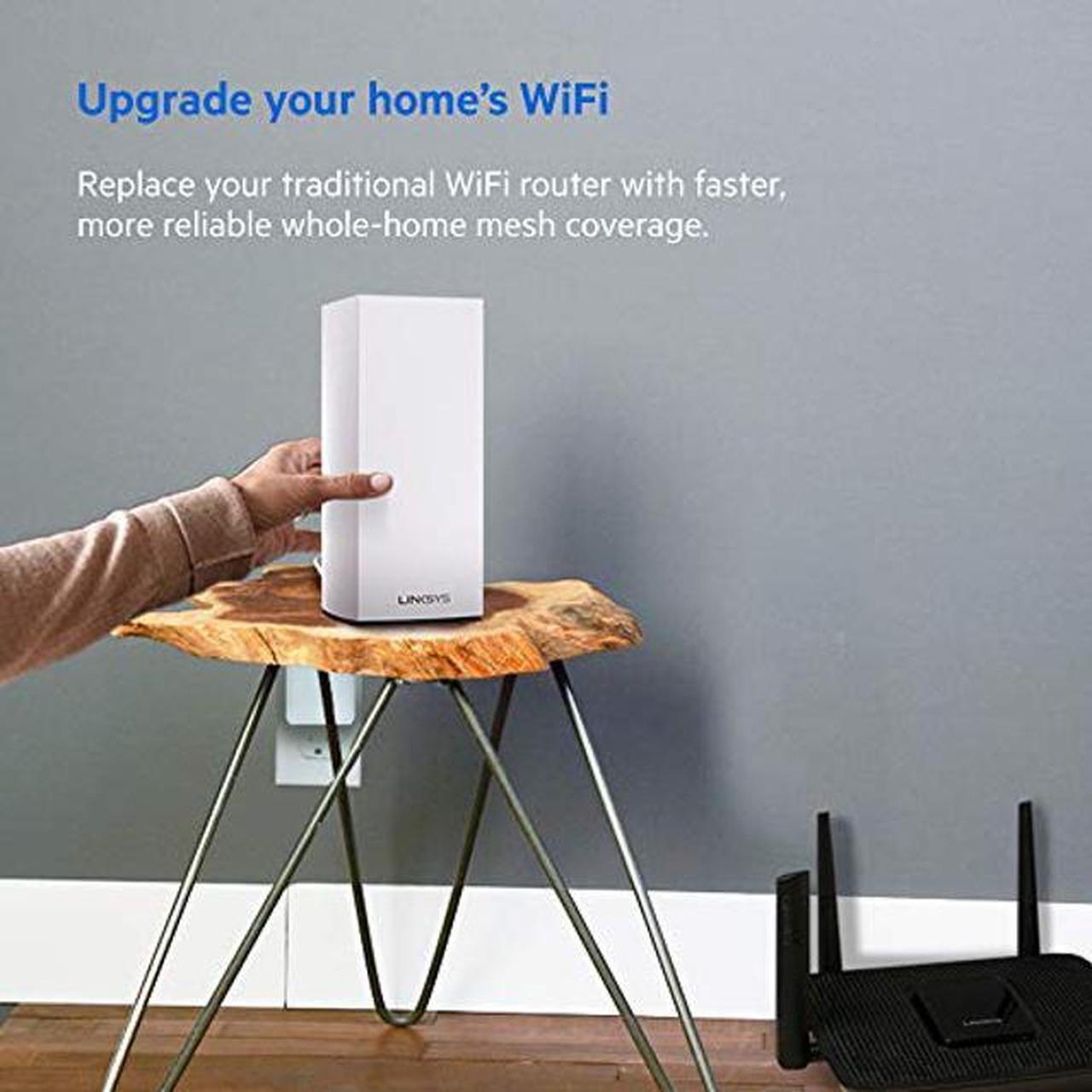 Alt view image 3 of 5 - Linksys MX5300 Velop AX Whole Home WiFi 6 System: Wireless Router and Extender, Gigabit Ethernet Ports, 5.3 Gbps, 3,000 sq ft, 50 devices (1-Pack)