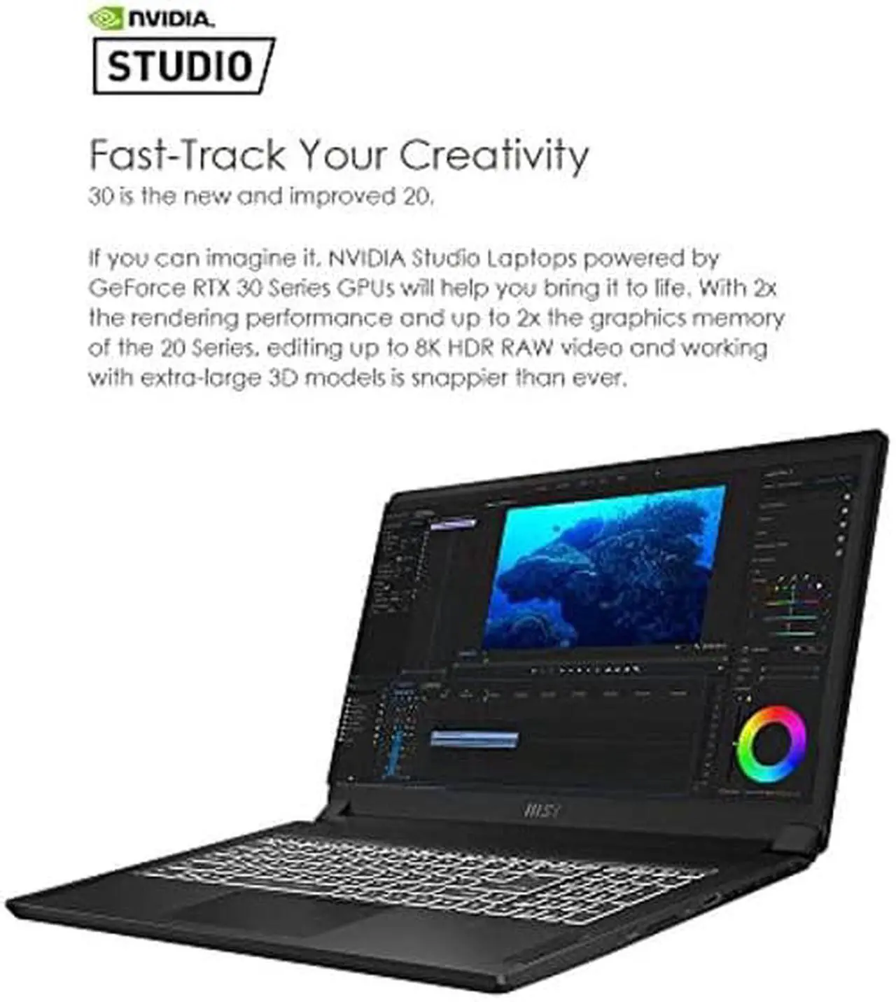 Alt view image 3 of 5 - MSI Creator 17 Professional Laptop: 17.3" UHD 120Hz 100% Adobe RGB Display, Intel Core i7-11800H, NVIDIA GeForce RTX 3070, 16GB RAM, 1TB NVME SSD, Thunderbolt 4, Win10 PRO, Core Black (B11UG-494)