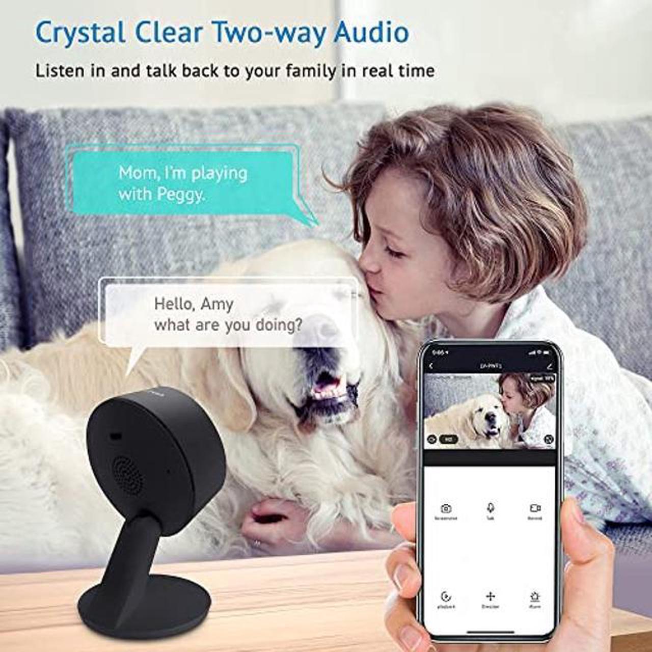 Alt view image 5 of 5 - LaView Smart Indoor Security Camera for Home(2 Pack), 1080p HD Baby Monitor with Motion and Sound Detection,Two-Way Audio, Night Vision, US Cloud Server & SD Card Storage, Compatible with Alexa
