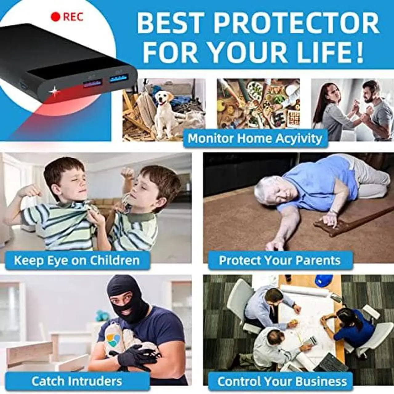 Alt view image 3 of 5 - LIZVIE Smart Hidden Camera Power Bank Smart Camera with Wide Degree Lens, Built-in 32G SD Card, APP Remotely Control, Wireless 29 Hours Loop Record