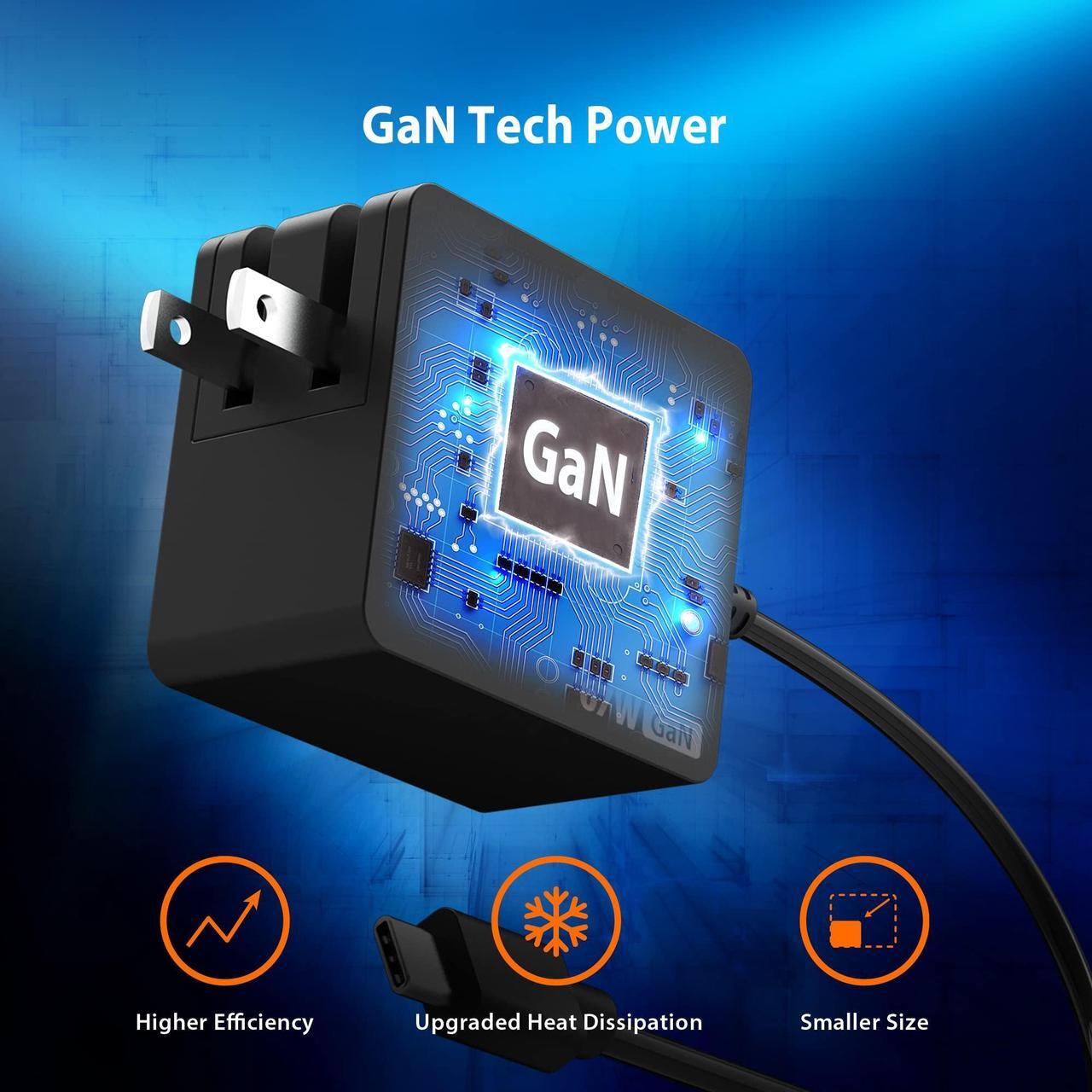 Alt view image 2 of 5 - j5create 65W GaN PD USB-C Foldable Mini Charger with HP DC Converter, Suitable for MacBook Pro/Air M2/M1, Dell XPS, HP, iPad Pro, Steam Deck, Laptops, Galaxy S22/S21/S20 (JUP1565)