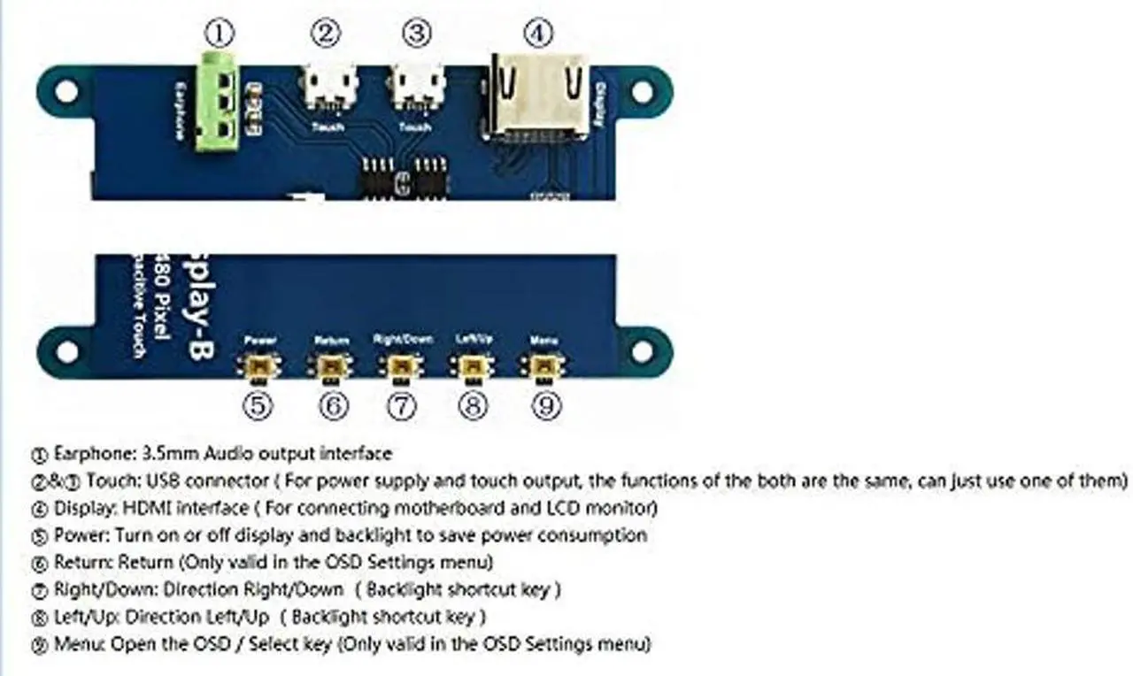 Alt view image 4 of 5 - DORHEA 5 inch for Raspberry Pi Display Module 5" Touch Screen 800x480 Pixel Touch Screen HDMI Display for Raspberry Pi 4 3 2 Model B RPi 1 B B+ A A+