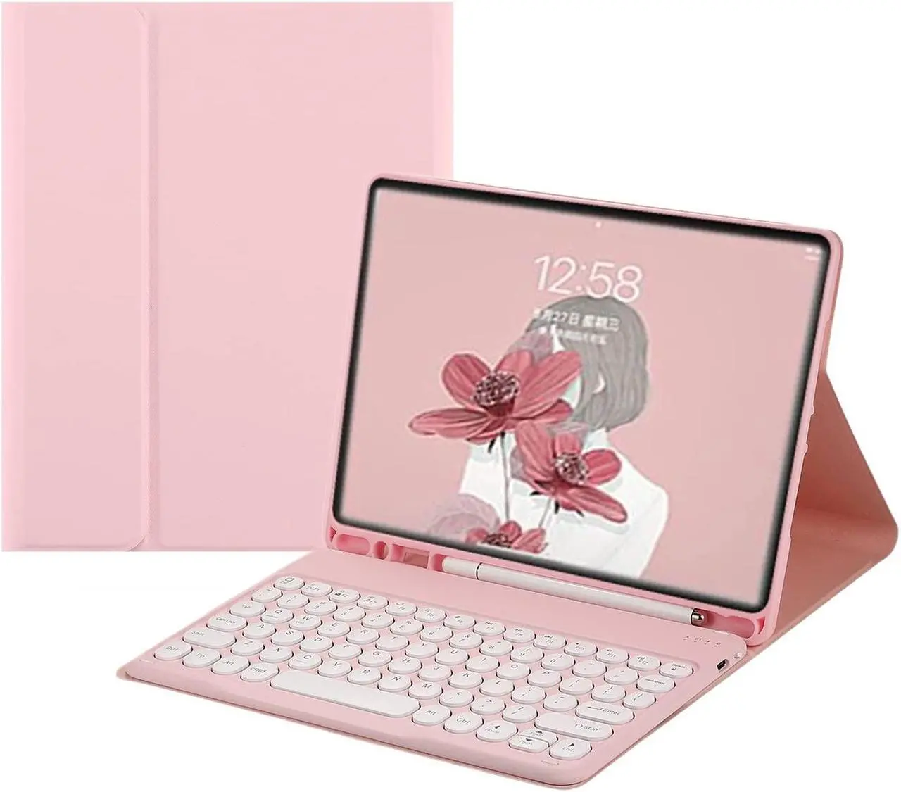Main image of HENGHUI iPad 9/8/7 Air 3 Pro 10.2" & 10.5" Keyboard Case - Wireless Detachable BT Keyboard Cover for iPad 9th/8th/7th Air 3rd Generation (Pink)