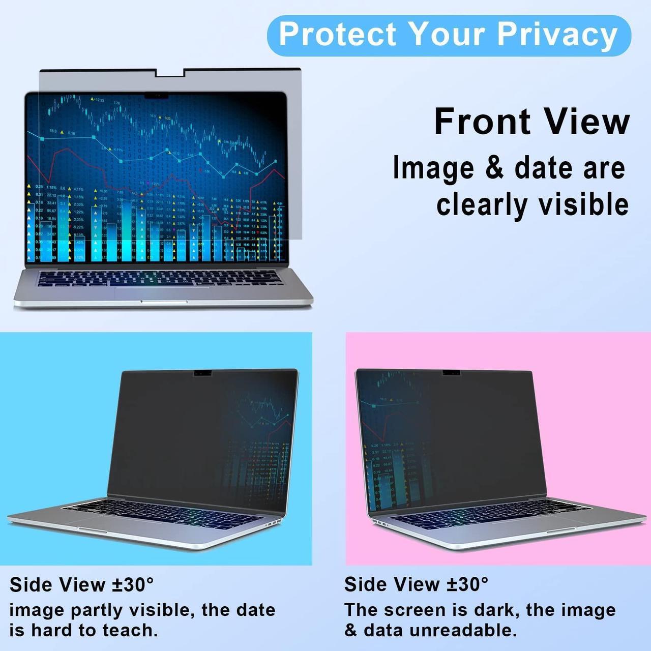 Alt view image 3 of 5 - ZOEGAA MacBook Pro 16 inch Privacy Screen 2021~2024, Magnetic Privacy Screen MacBook Pro 16 inch M1, M2, M3, M4, Pro, Max Chip, Removable Laptop Privacy Screen and Anti-Glare Protector