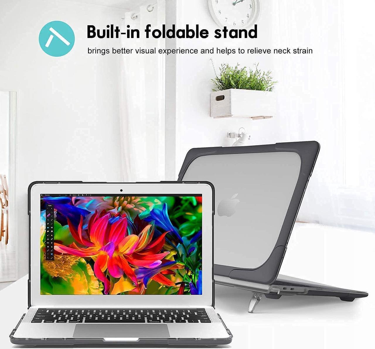 Alt view image 4 of 5 - ProCase Heavy Duty Hard Shell Cover for MacBook Air 13 Inch 2020 2019 2018 Release Bundle with Privacy Screen Protector for MacBook Air 13 / Pro 13