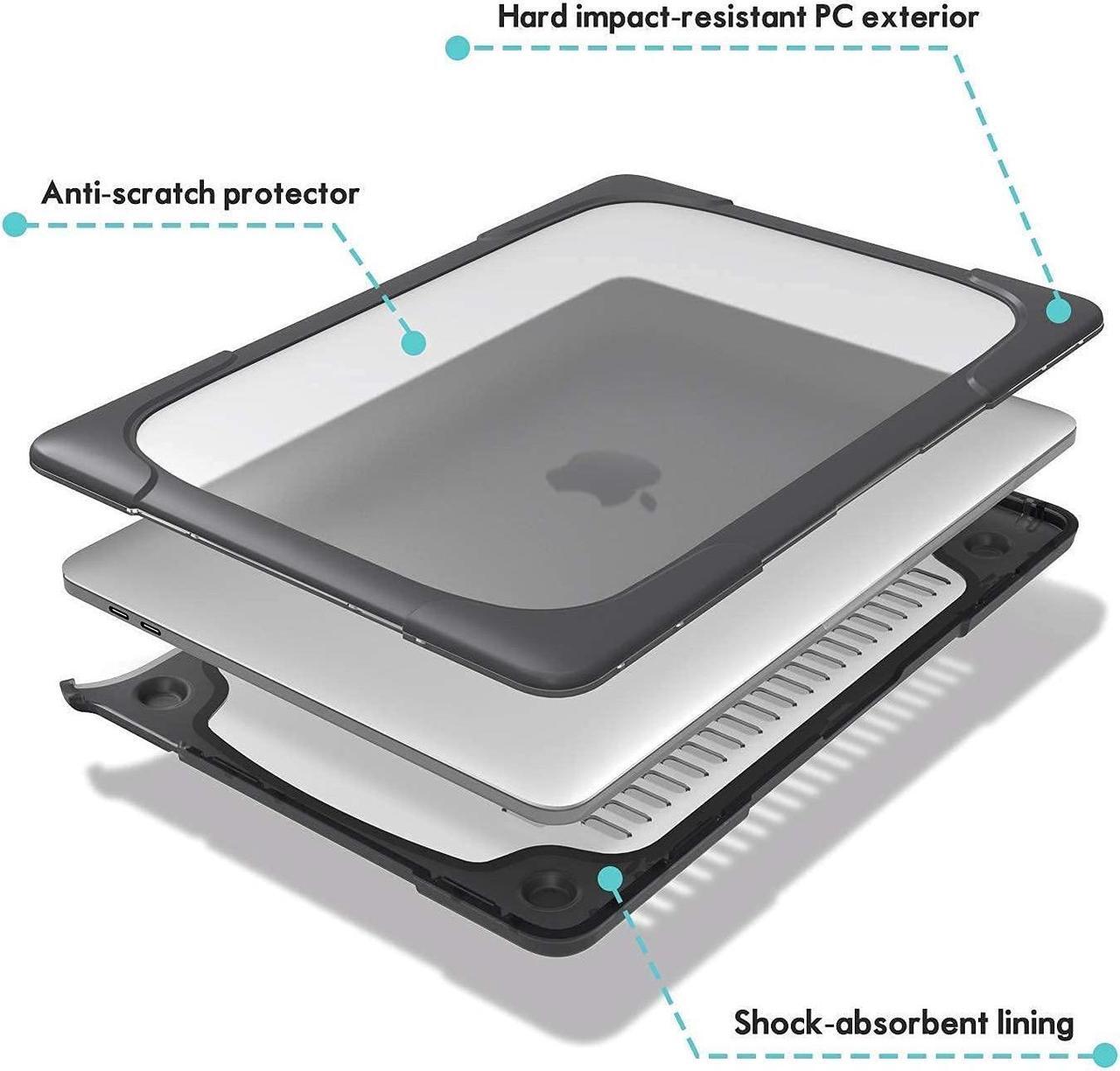 Alt view image 3 of 5 - ProCase Heavy Duty Hard Shell Cover for MacBook Air 13 Inch 2020 2019 2018 Release Bundle with Privacy Screen Protector for MacBook Air 13 / Pro 13