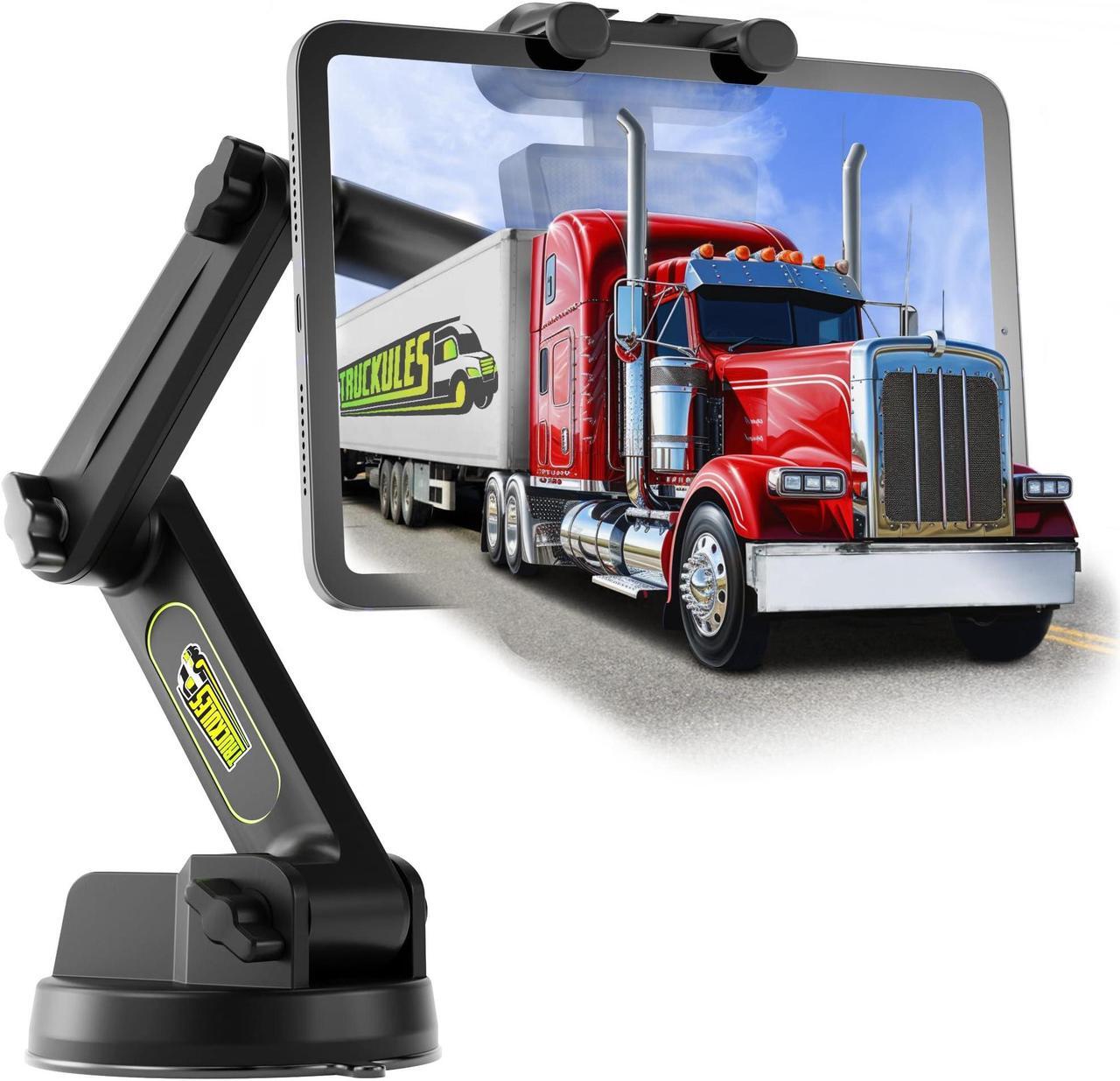 Alt view image 2 of 5 - Big Rig Truck Tablet Mount + Green Semi Truck Phone Mount, Heavy Duty Tablet & iPad Mount, Cell Phone Holder for Dashboard Windshield, Stable Suction Cup (1 Tablet Mount + 1 Phone Mount)