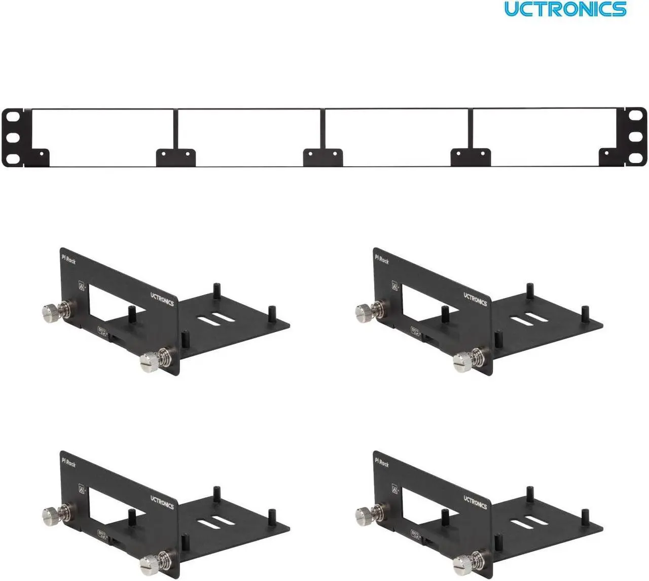 Alt view image 2 of 5 - UCTRONICS Front Removable 1U Rack Mount for Raspberry Pi, with 4 Mounting Brackets for Raspberry Pi 5, 4B, 3B+/3B, and Other B Models