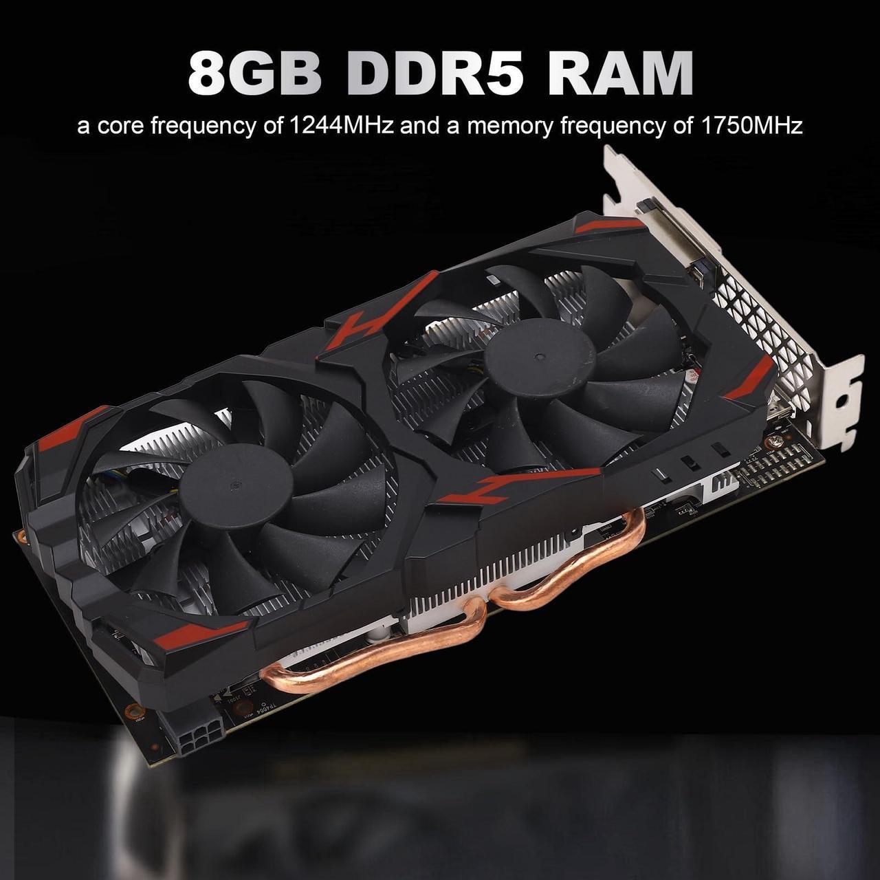 Alt view image 2 of 5 - VBESTLIFE RX 580 Graphics Card, 256 Bit 8GB GDDR5 Computer Gaming Graphics Cards with, DVI, 16 PCI Express 3.0, Support 4K@60Hz HD, Dual Fans, for PC Gaming (580 8G D5)