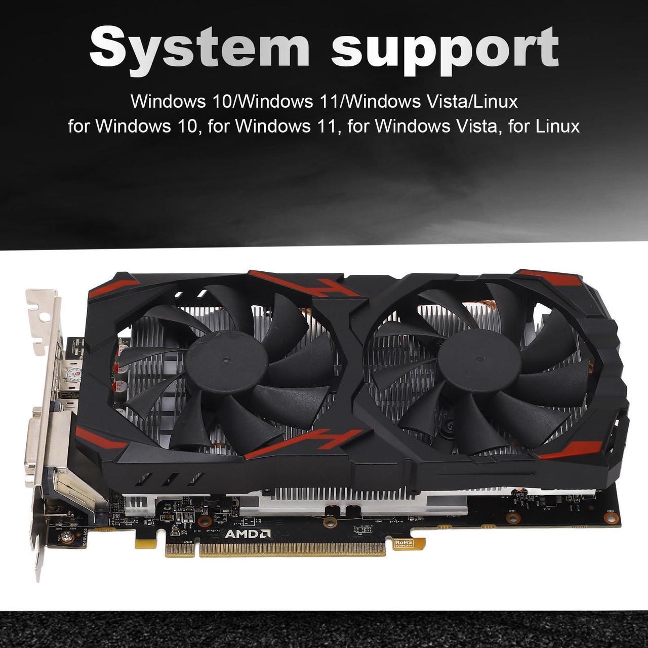 Alt view image 3 of 5 - VBESTLIFE RX 580 Graphics Card, 256 Bit 8GB GDDR5 Computer Gaming Graphics Cards with, DVI, 16 PCI Express 3.0, Support 4K@60Hz HD, Dual Fans, for PC Gaming (580 8G D5)