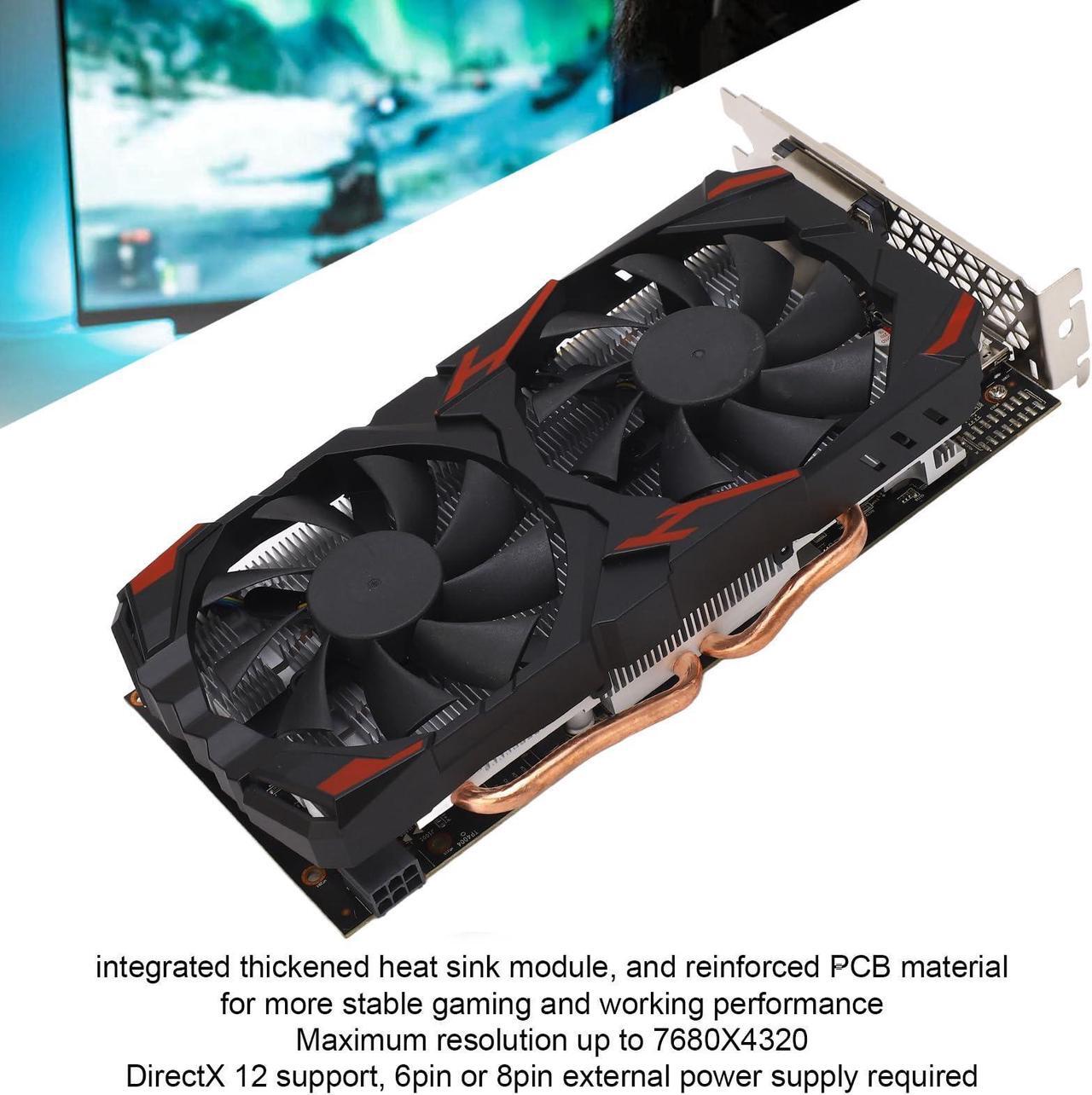 Alt view image 5 of 5 - VBESTLIFE RX 580 Graphics Card, 256 Bit 8GB GDDR5 Computer Gaming Graphics Cards with, DVI, 16 PCI Express 3.0, Support 4K@60Hz HD, Dual Fans, for PC Gaming (580 8G D5)