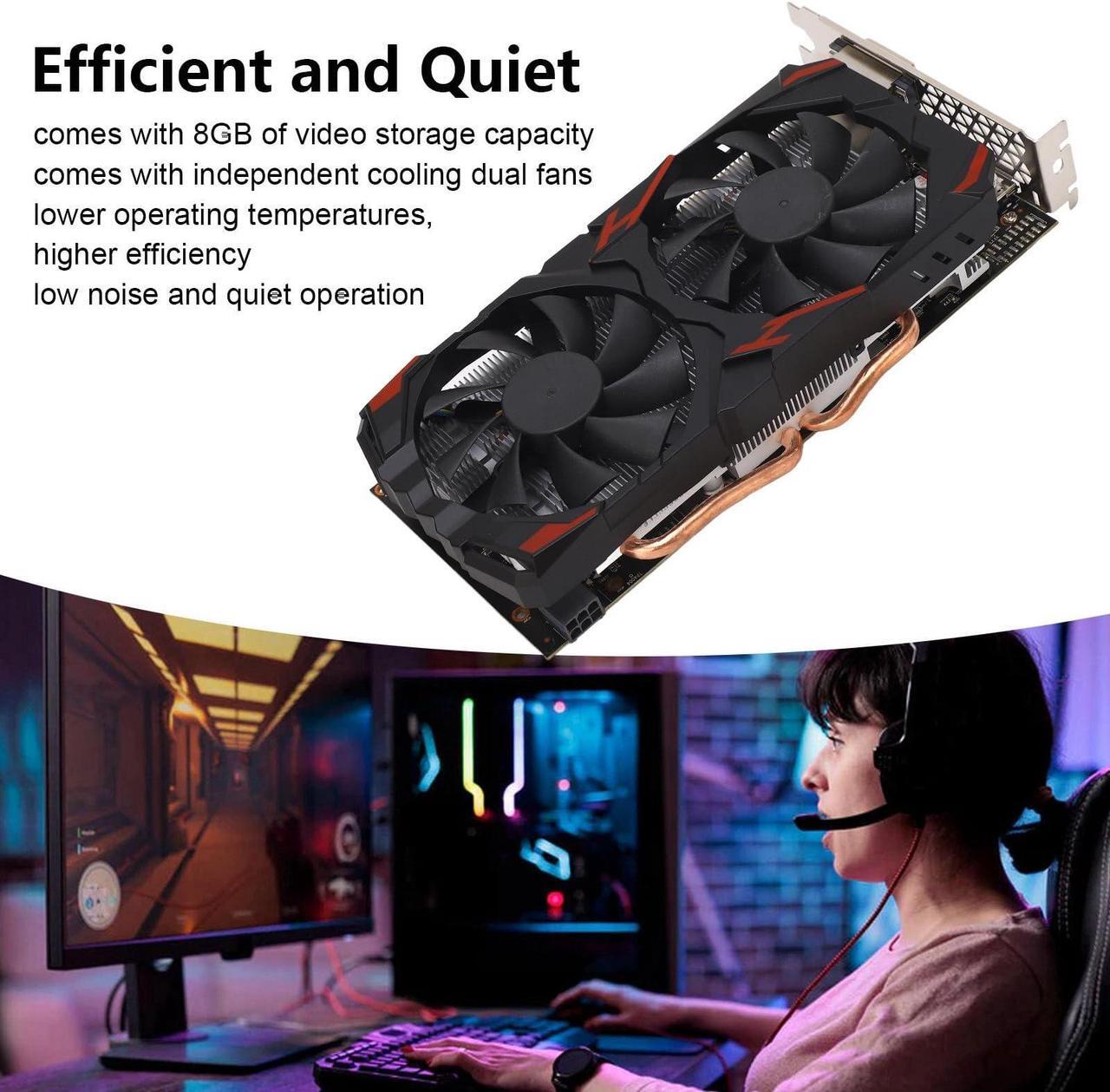 Alt view image 4 of 5 - VBESTLIFE RX 580 Graphics Card, 256 Bit 8GB GDDR5 Computer Gaming Graphics Cards with, DVI, 16 PCI Express 3.0, Support 4K@60Hz HD, Dual Fans, for PC Gaming (580 8G D5)