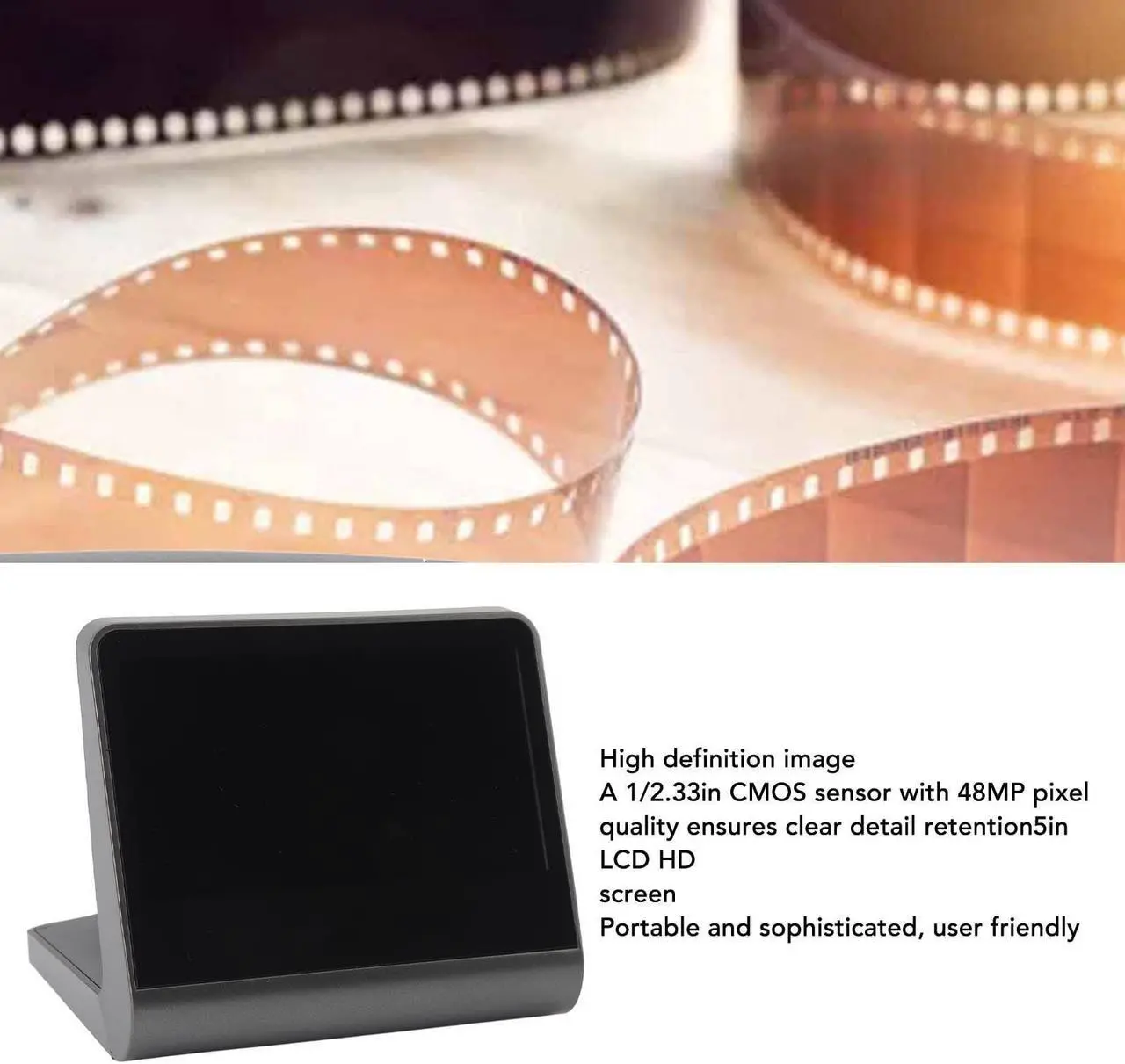 Alt view image 2 of 5 - Slide & Negative Scanner with 5inch LCD Screen, 48MP Digital Film Scanner Convert 135 126 110 Super 8mm Films to High Resolution 48MP JPEG Digital Photos