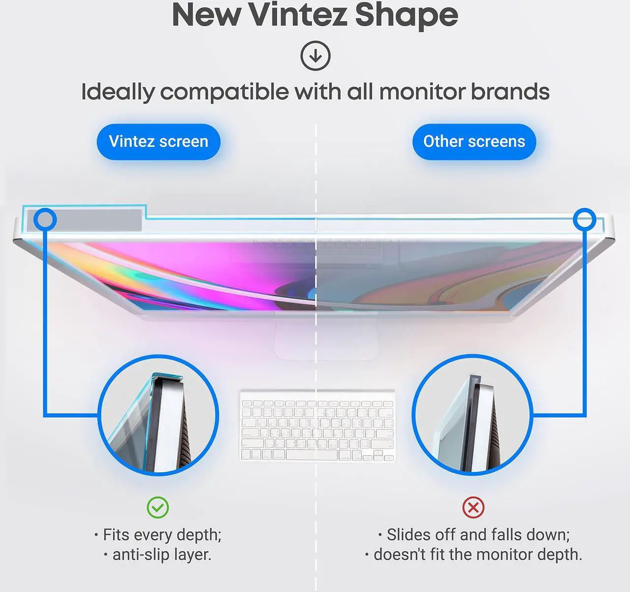 Alt view image 4 of 5 - VINTEZ Blue Light Blocking Screen Protector Panel for 27 inch Diagonal LED PC Monitor Anti-UV Eye Protection Filter Film - Widescreen Monitor Frame Hanging Type