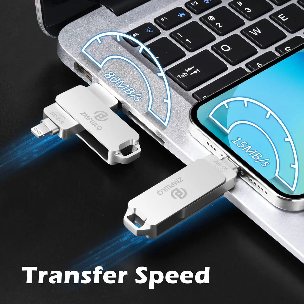 Alt view image 5 of 5 - Apple MFi Certified 256GB Photo-Stick-for-iPhone-Memory-Thumb-Drive-iPhone-External-Storage Lightning USB C Android iOS MAC Flash Drive iPad-Picture-Transfer iPhone-Memory-Photo-Storage-Backup-Drive