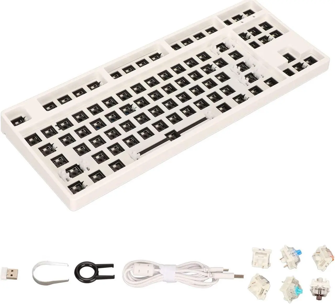 Main image of Pomya 87 Keys RGB Mechanical Keyboard DIY Kit, TKL Layout Switch Hot Swap Mechanical Keyboard, ABS Aluminum Alloy Modular Mechanical Keyboard for DIY(White)