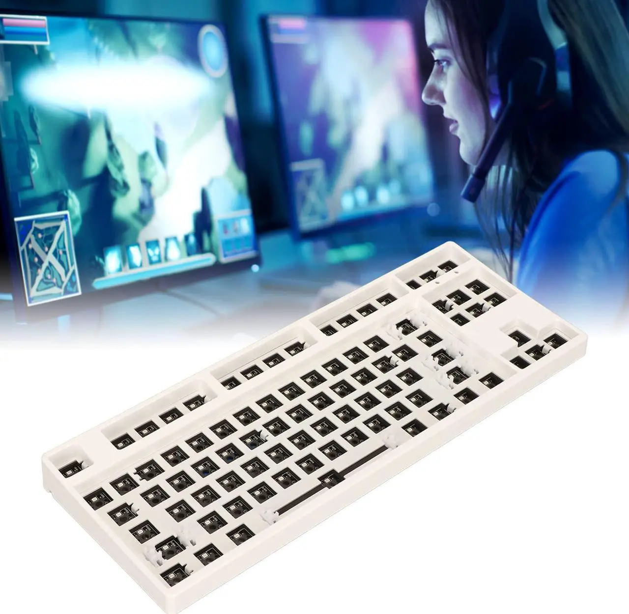 Alt view image 5 of 5 - Pomya 87 Keys RGB Mechanical Keyboard DIY Kit, TKL Layout Switch Hot Swap Mechanical Keyboard, ABS Aluminum Alloy Modular Mechanical Keyboard for DIY(White)