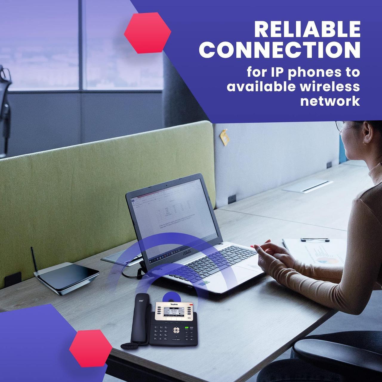 Alt view image 4 of 5 - Yealink WF40 USB Wi-Fi Dongle Adapter for Desk Phones - Compatible Models - T27G, T29G, T46G, T48G, T41S, T42S, T46S, T48S, T52S, T54S, T42U, T43U, T46U, T48U, Global Teck Microfiber Cloth