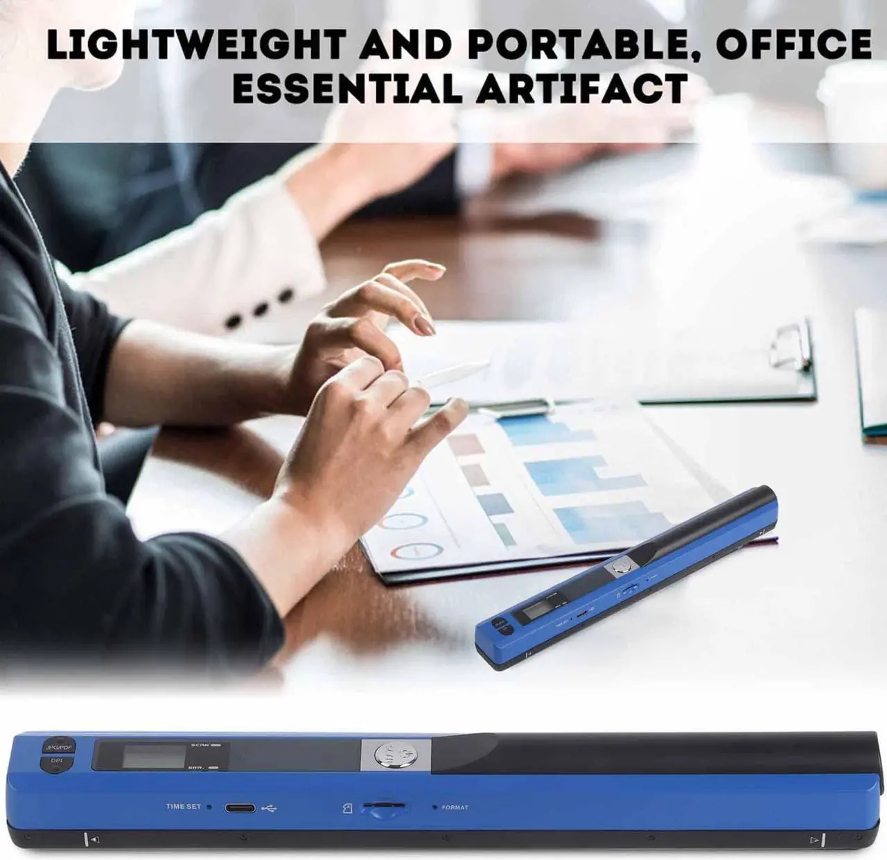 Alt view image 2 of 5 - Portable Scanner, USB 2.0 Photo Scanner for Documents Pictures Pages Texts, Portable Handheld Scanner for Documents Photo Receipt, JPG/PDF Format Selection, UP to 900 DPI(Blue)