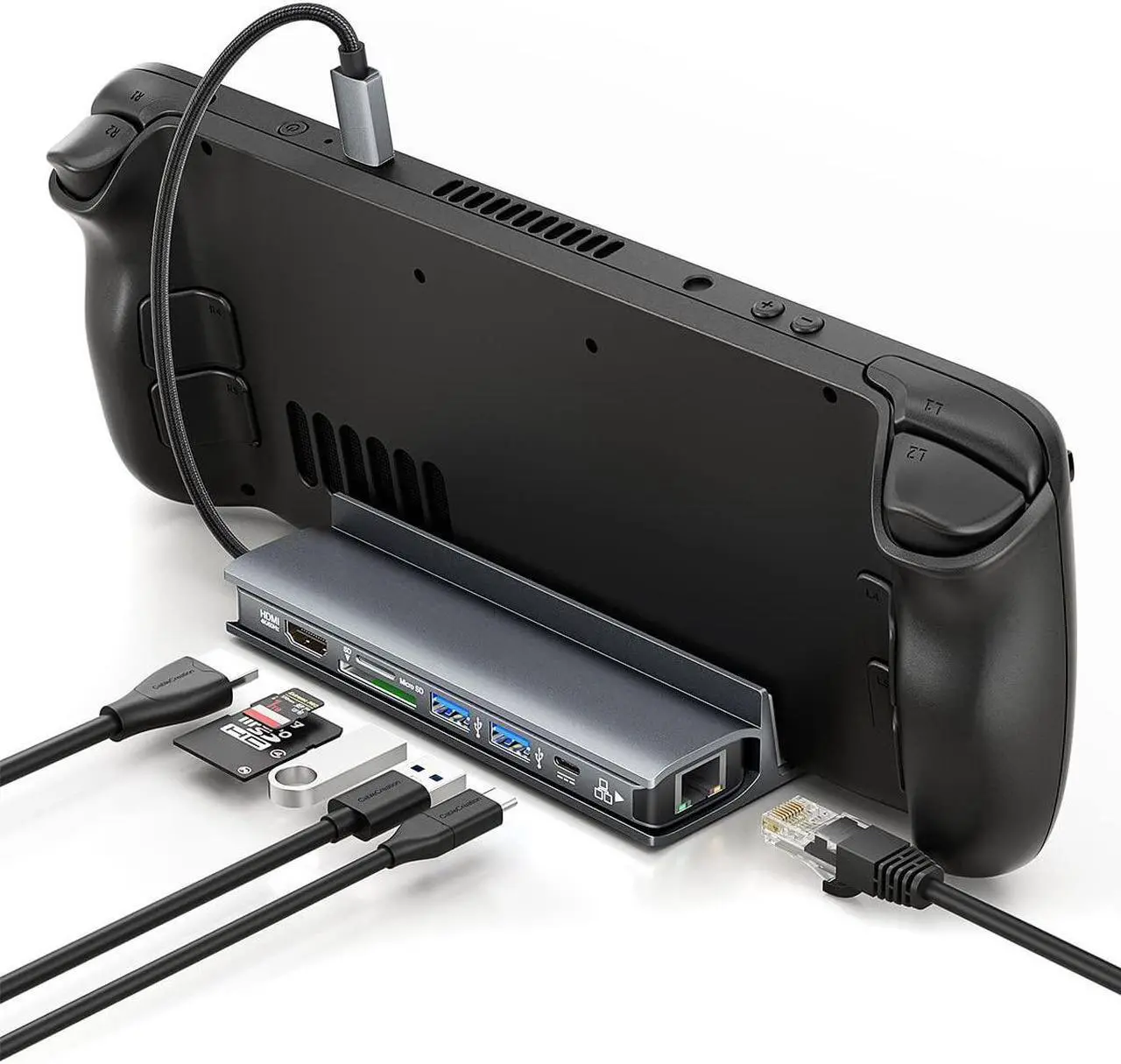 Main image of CableCreation Multiport USB C Dock and Stand Compatible with Steam Deck, 7 in 1 USB C Adapter with HDMI, Charging, Ethernet, USB 3.0 Ports, SD/TF Cards Reader, for ROG Ally, iPad, Steam Deck