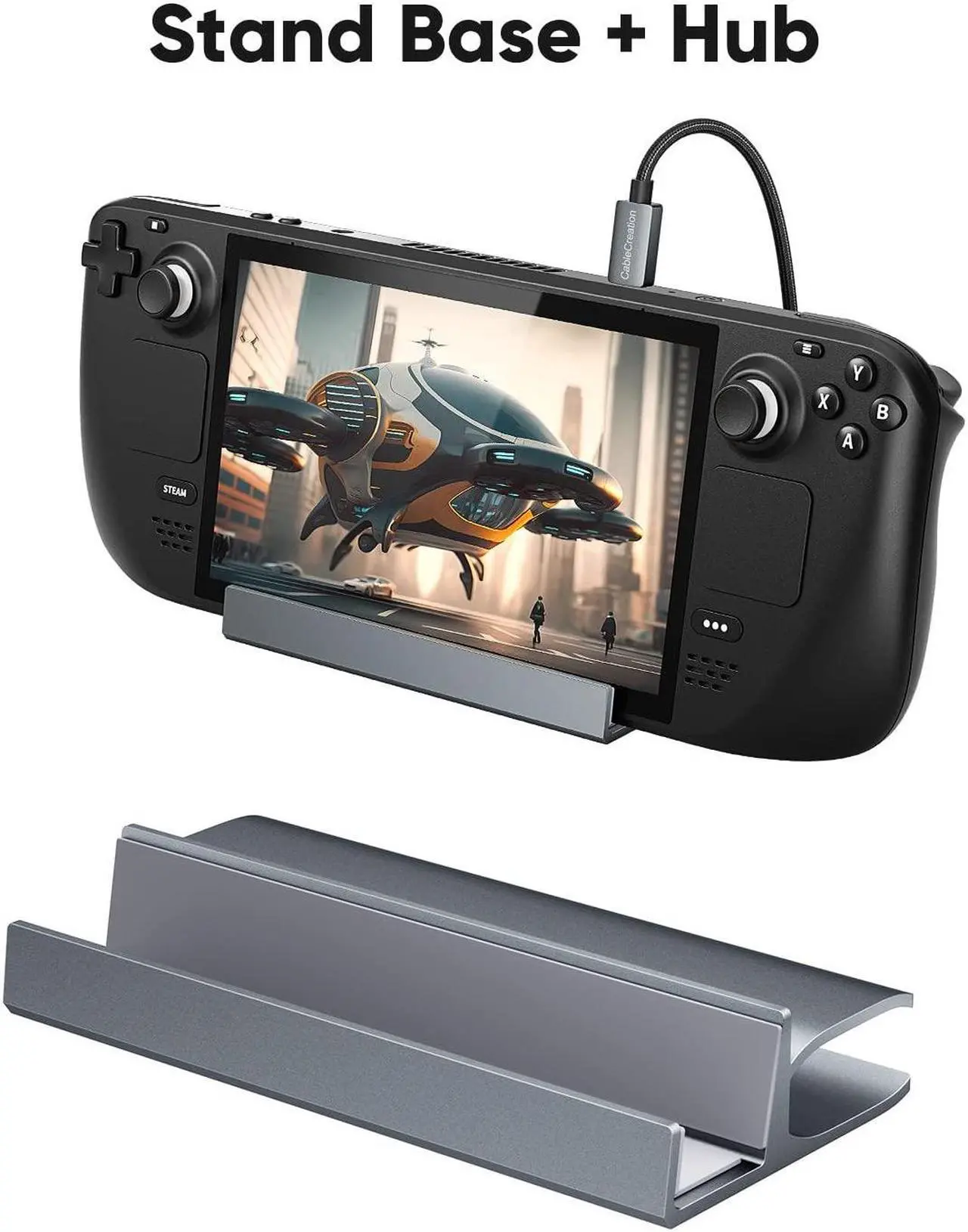 Alt view image 3 of 5 - CableCreation Multiport USB C Dock and Stand Compatible with Steam Deck, 7 in 1 USB C Adapter with HDMI, Charging, Ethernet, USB 3.0 Ports, SD/TF Cards Reader, for ROG Ally, iPad, Steam Deck
