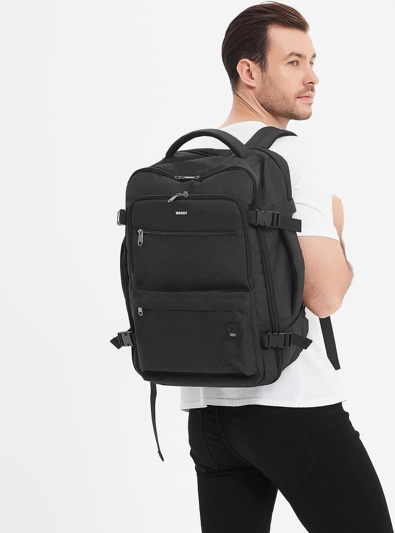 Alt view image 5 of 5 - WANDF Travel Backpack For Spirit Airlines Personal Item Bag 18x14x8 with Wet Pocket, 17 Inch Laptop Backpack for Men Women(Black)