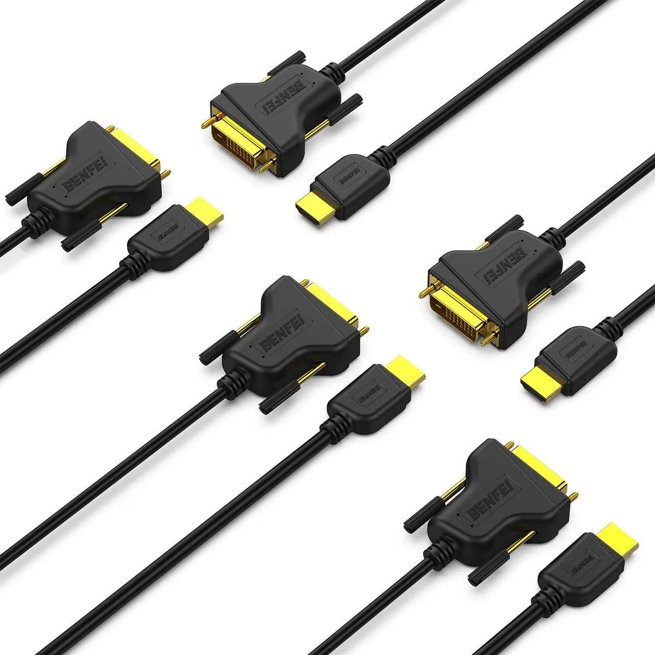 Main image of BENFEI HDMI to DVI 5 Pack, HDMI to DVI Cable Bi Directional DVI-D 24+1 Male to HDMI Male High Speed Adapter Cable Support 1080P Full HD Compatible for Raspberry Pi, Roku, Xbox One, PS4 PS3