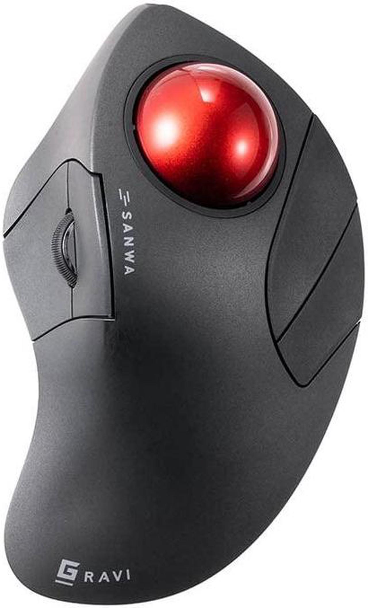 Main image of SANWA Bluetooth 5.1 + 2.4 G Wireless Ergonomic Trackball Mouse, Finger Control Roller Ball Mouse, 3 Device Switch, Silent Programmable Buttons, 1000/1600/2400 DPl, Compatible with PC, Windows, MacOS
