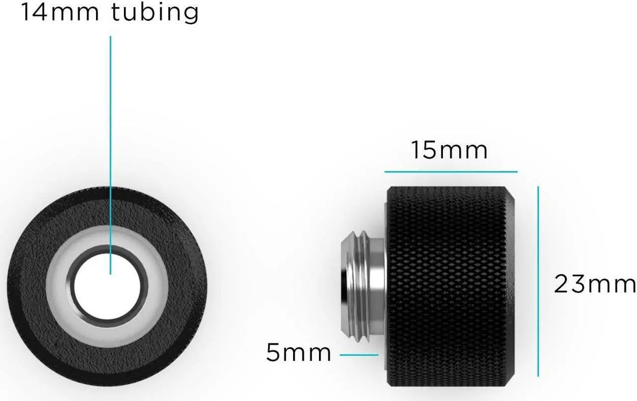 Alt view image 3 of 3 - PrimoChill 14mm OD Rigid SX Fitting - 6 Pack - Gold