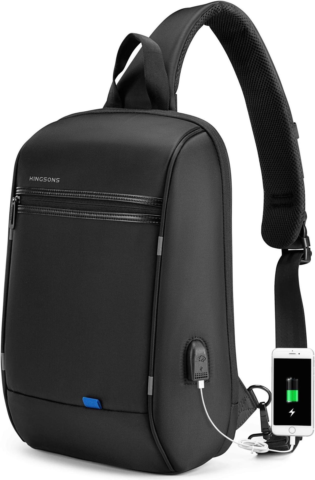 Main image of Kingsons Laptop Sling Backpack Sling Bag - Hiking Daypack 13 Inch Travel Bags for Men, Single Shoulder Dayback with USB Charging Port for Commuting