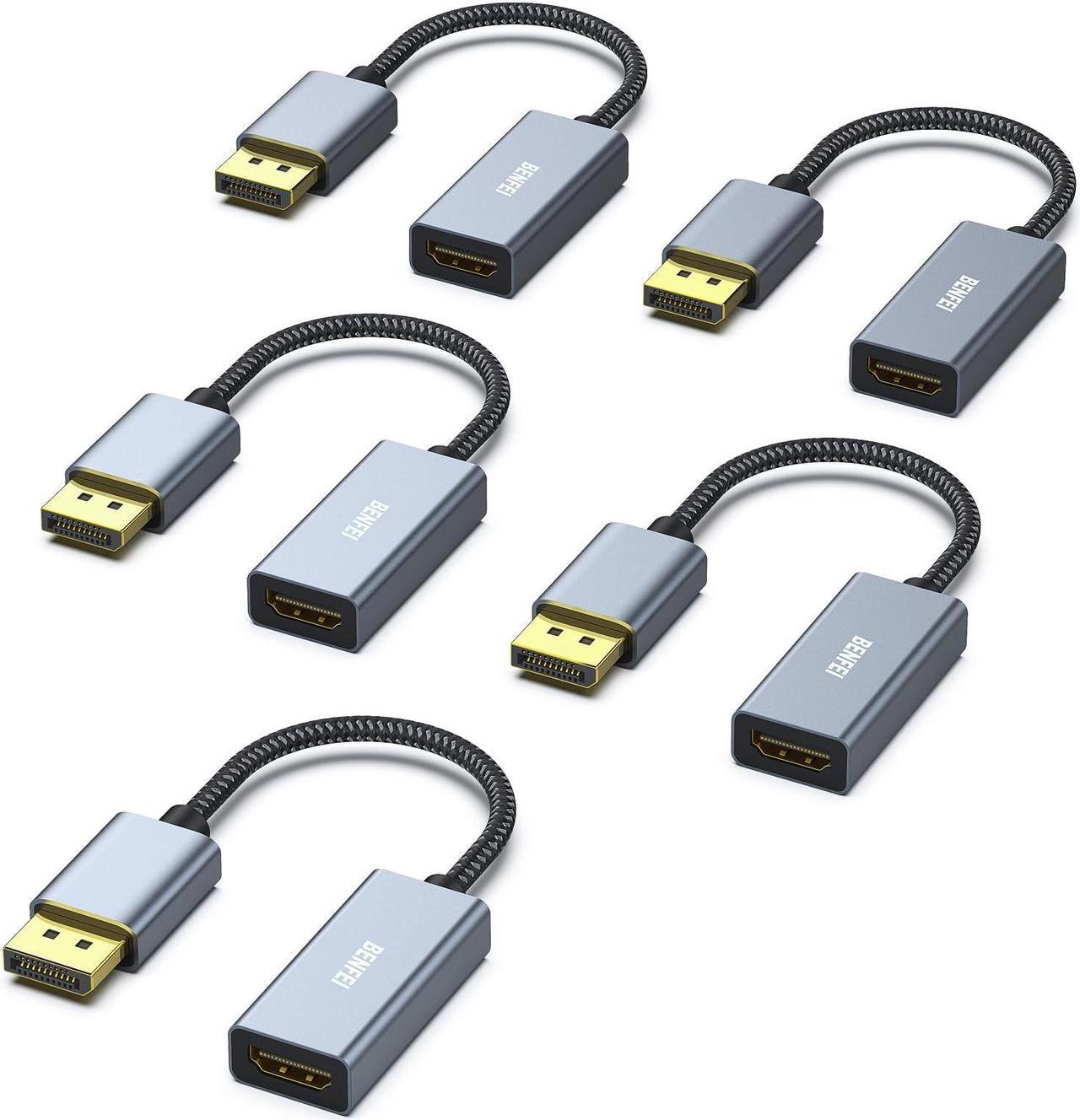 Main image of BENFEI 5 Pack 4K DisplayPort to HDMI Adapter Cable, (2K 60Hz, 1080p 120Hz) Uni-Directional Display Port to HDMI Monitor Converter Compatible for HP, Dell, GPU, AMD, NVIDIA, More. Male to Female