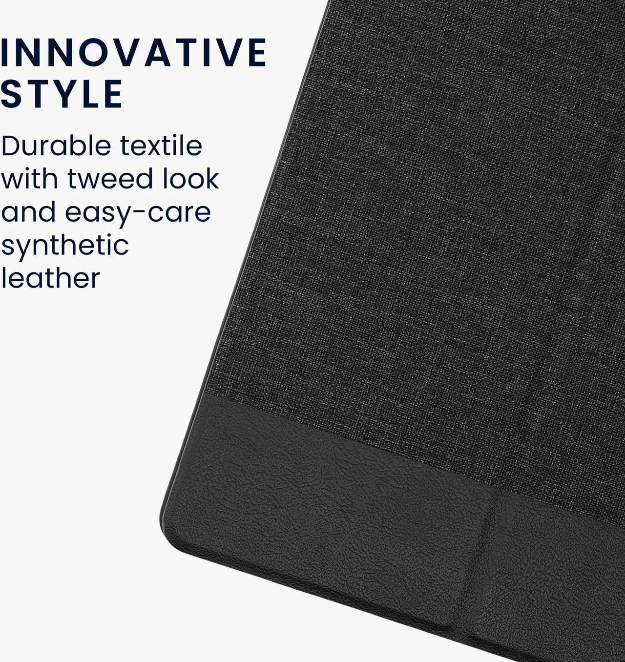 Alt view image 3 of 5 - kwmobile Case Compatible with Samsung Galaxy Tab S9 - Case PU Leather and Canvas Cover with Stand Feature - Anthracite/Black
