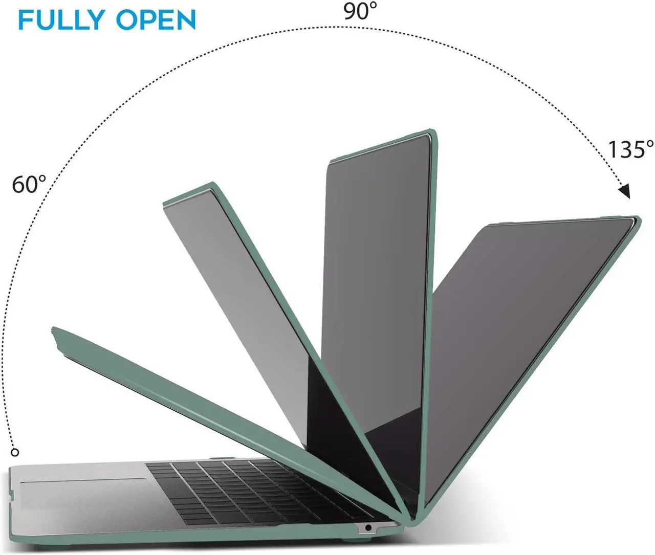 Alt view image 5 of 5 - IBENZER Compatible with New MacBook Air 13 inch Case 2022 2021 2020 M1 A2337 A2179 A1932, Hard Shell Case & Sleeve & Keyboard Cover & Type C for Mac Air 13 with Touch ID, Midnight Green, MAT13-MTGN+3A